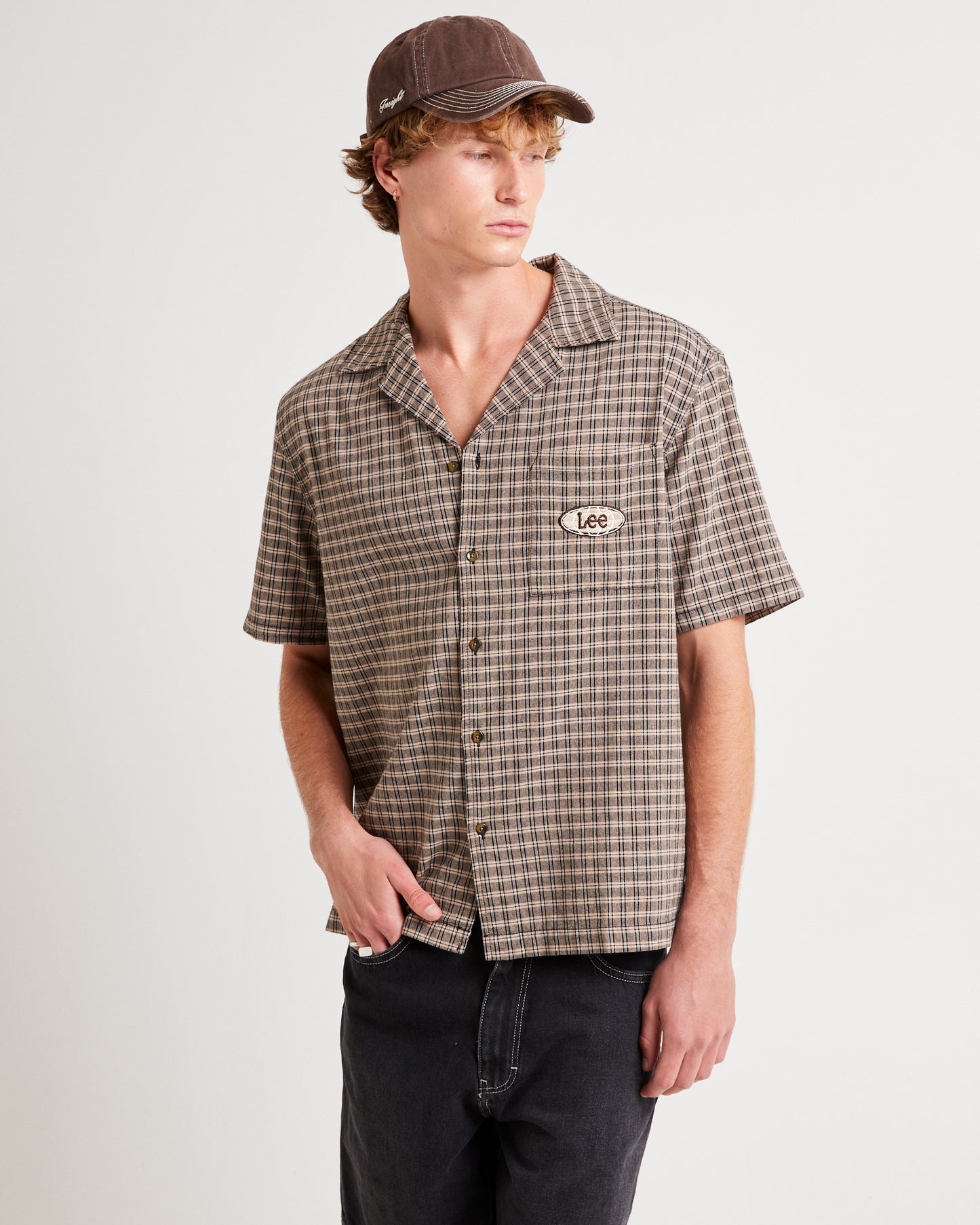 Holiday Shirt Sand Slate Check