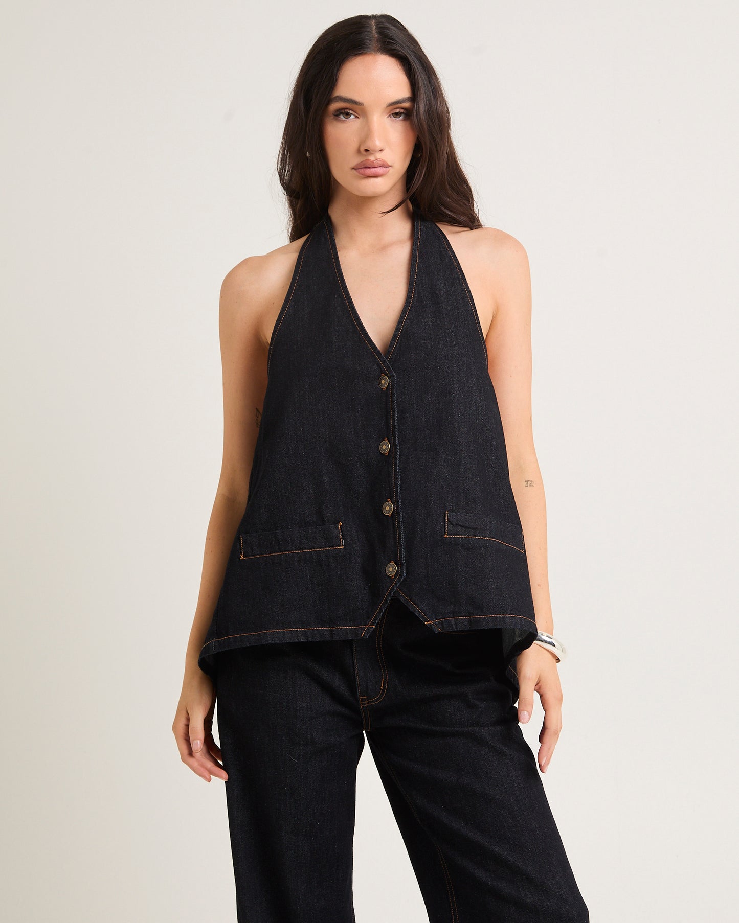 Hills Halter Denim Top