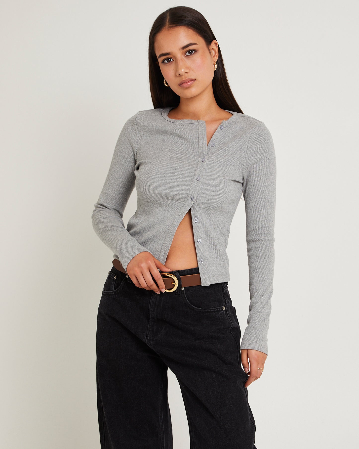 Maddy Button Asymmetric Top