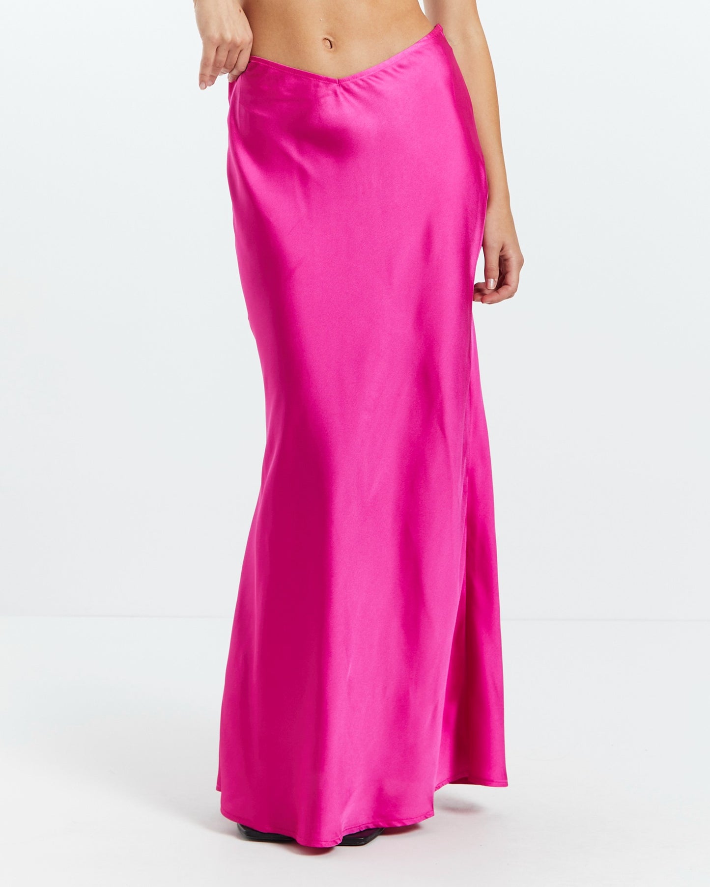 Lexi Low Rise Bias Sat Midi Skirt Pk