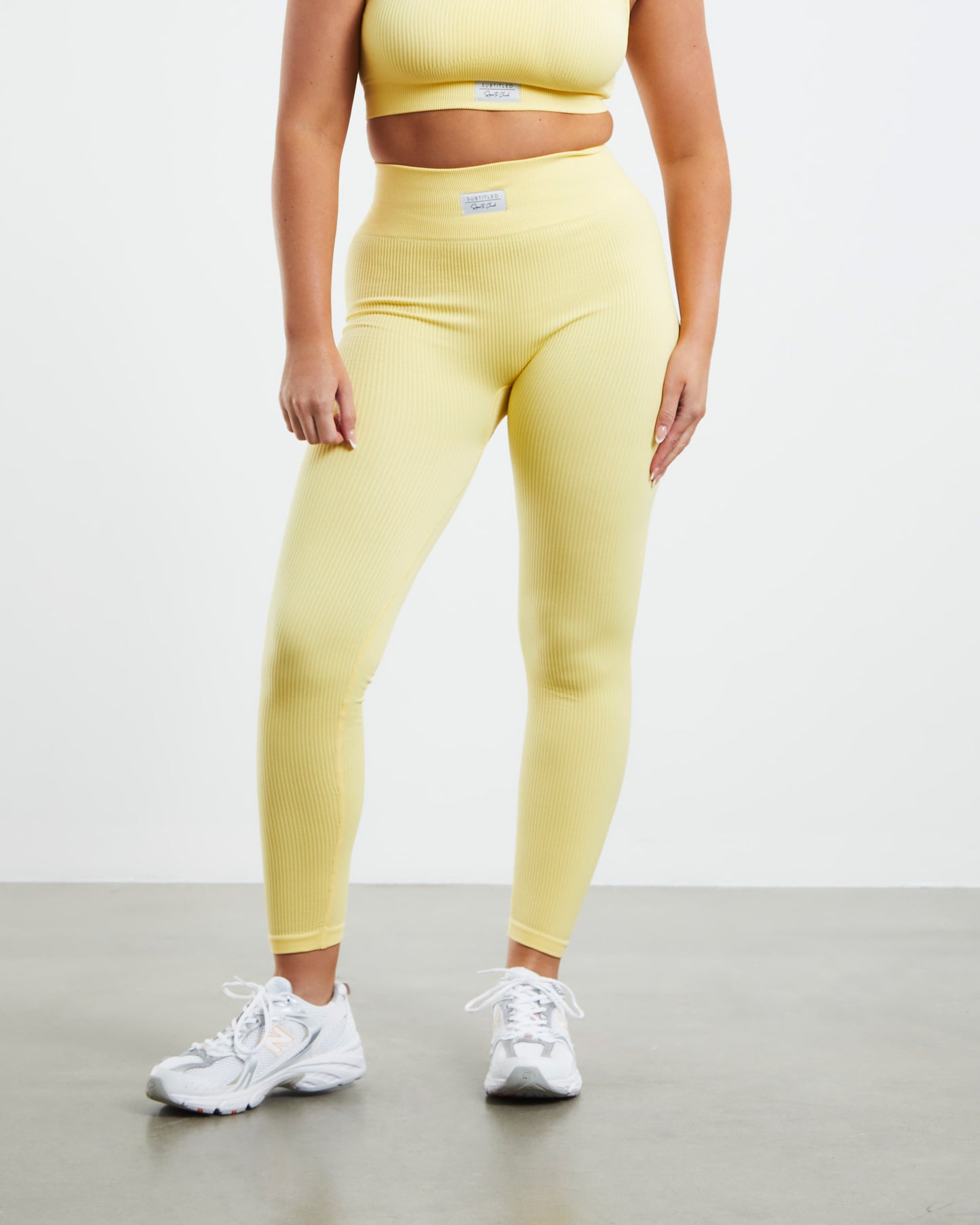 Full Length Rib Leggings Lemon Yellow