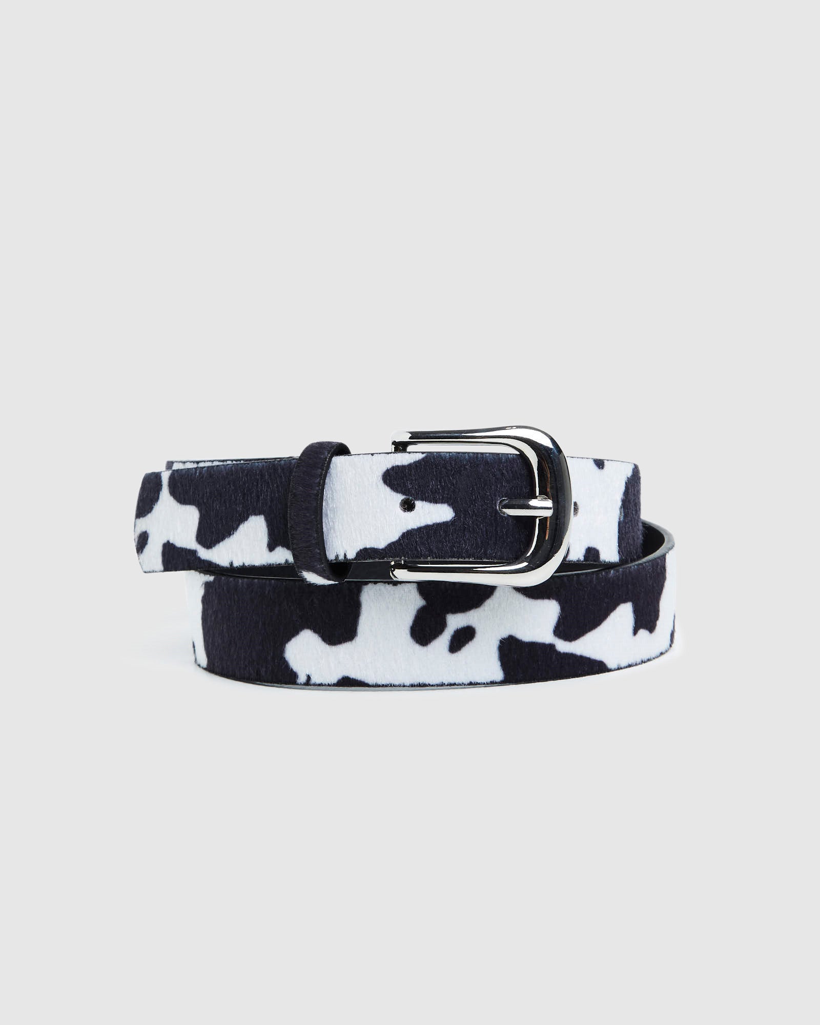 Common Need Rancher Belt White/Brown Cow Print