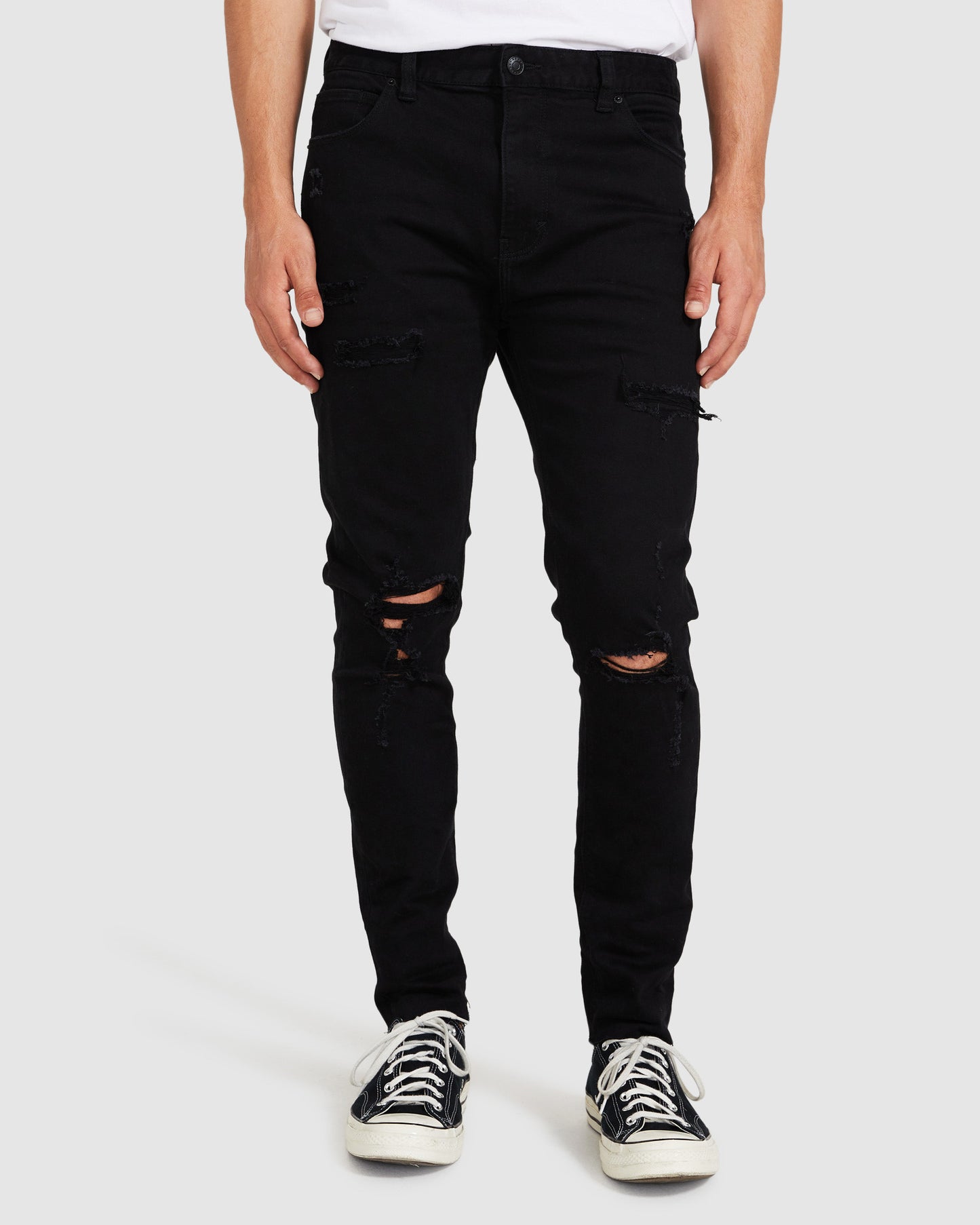 A Dropped Slim Turn Up Denim Jeans