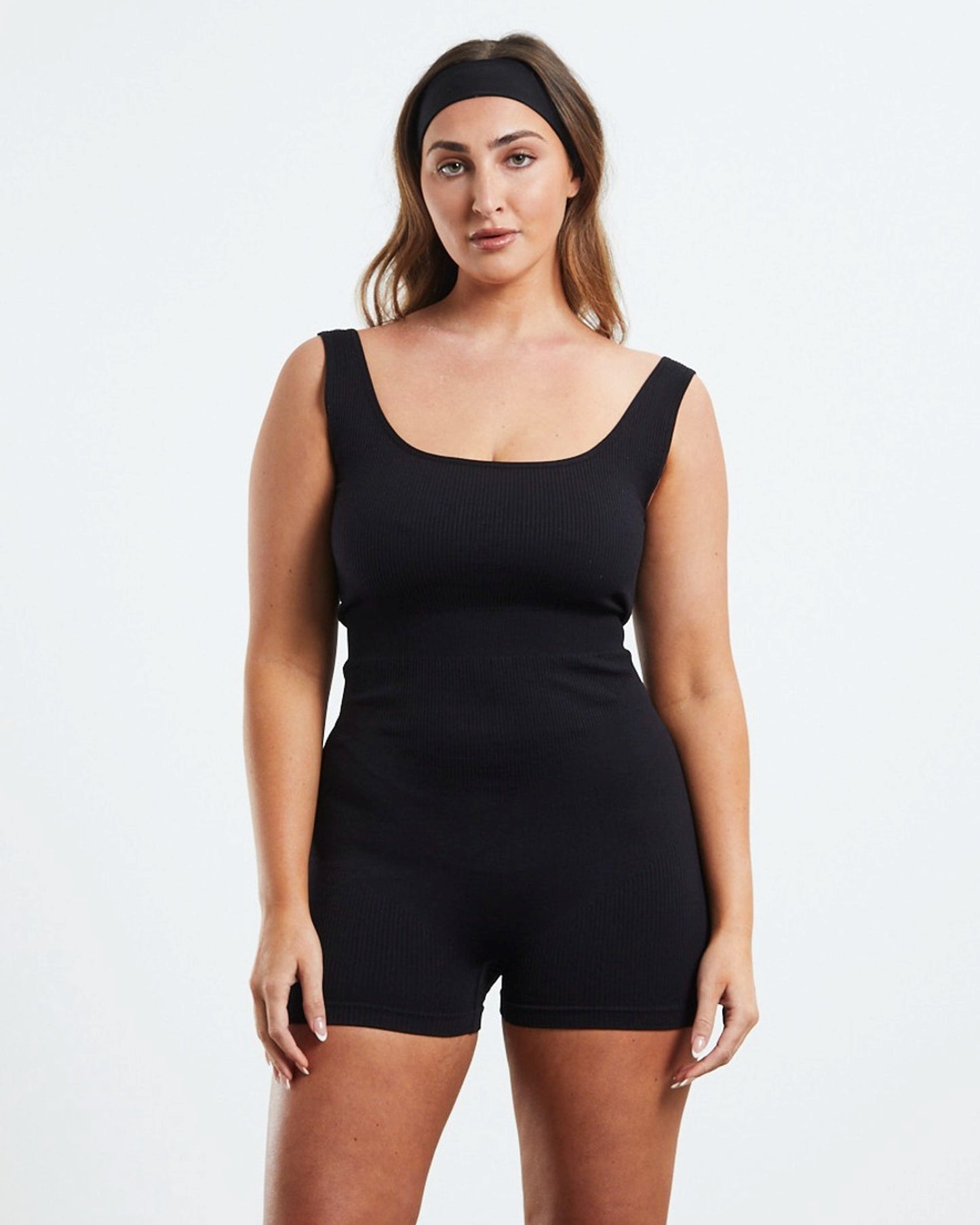 Rib Unitard Black