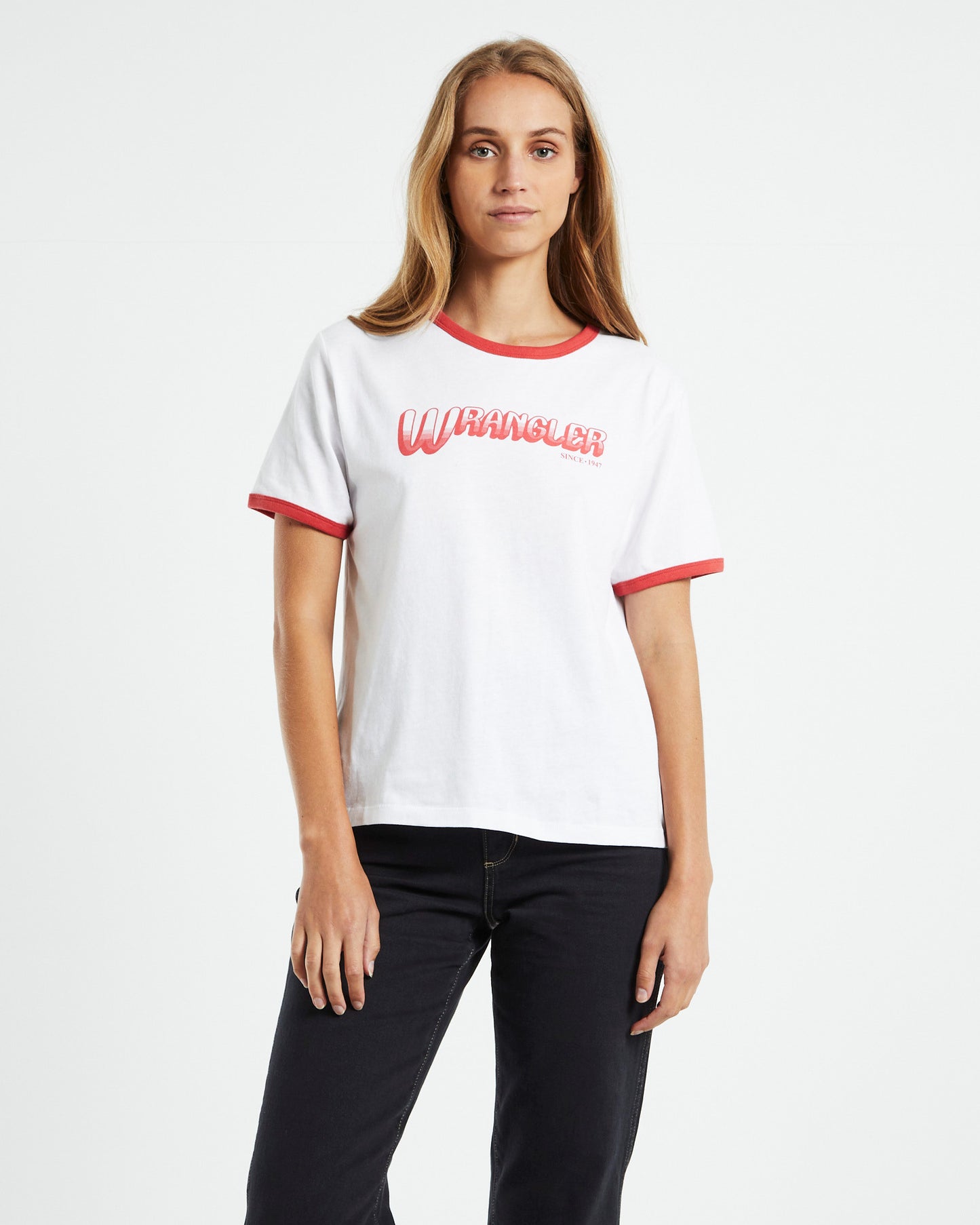 Classic Ringer Short Sleeve T-Shirt White/Red
