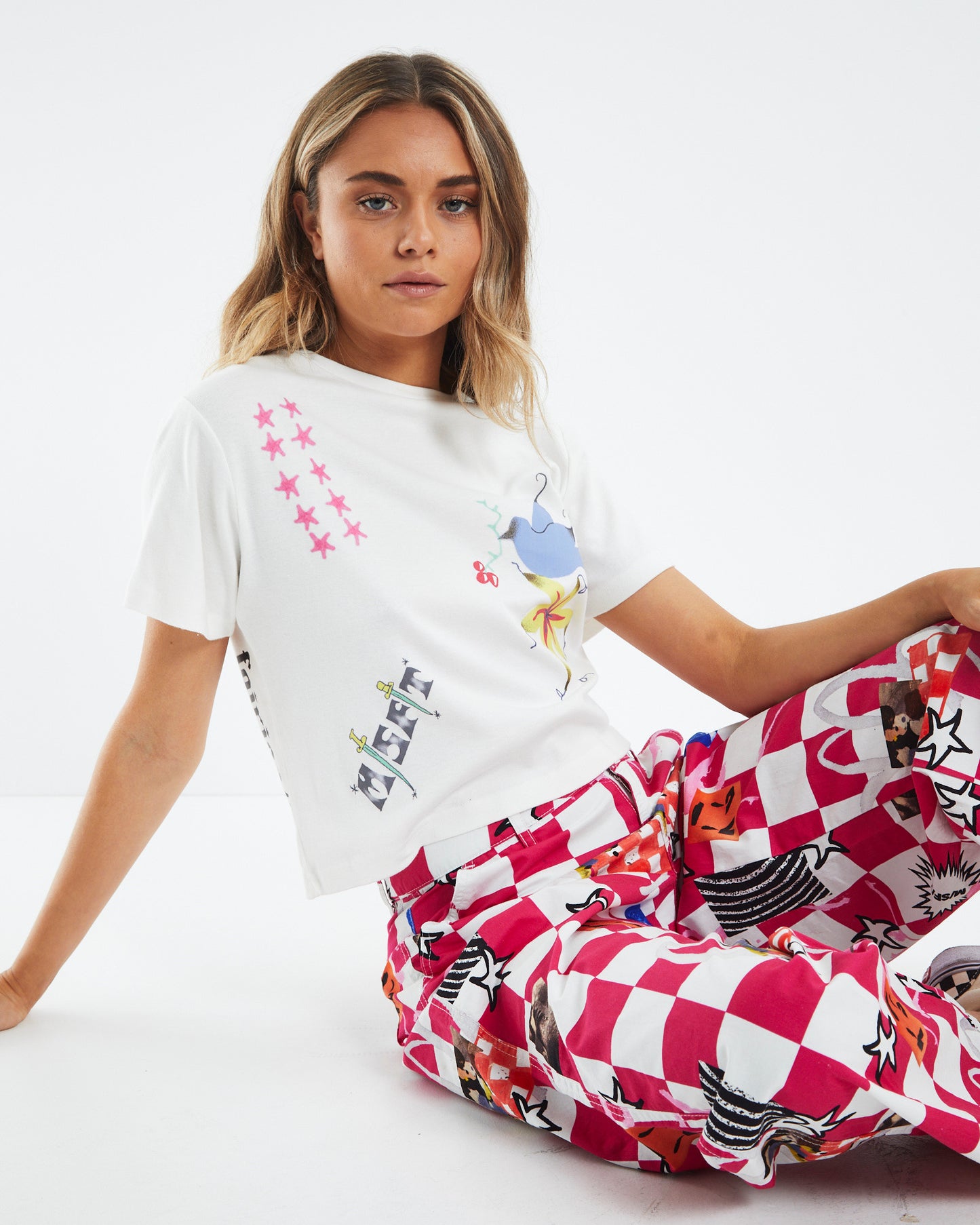 Fairies Out Rib Tee Washed White
