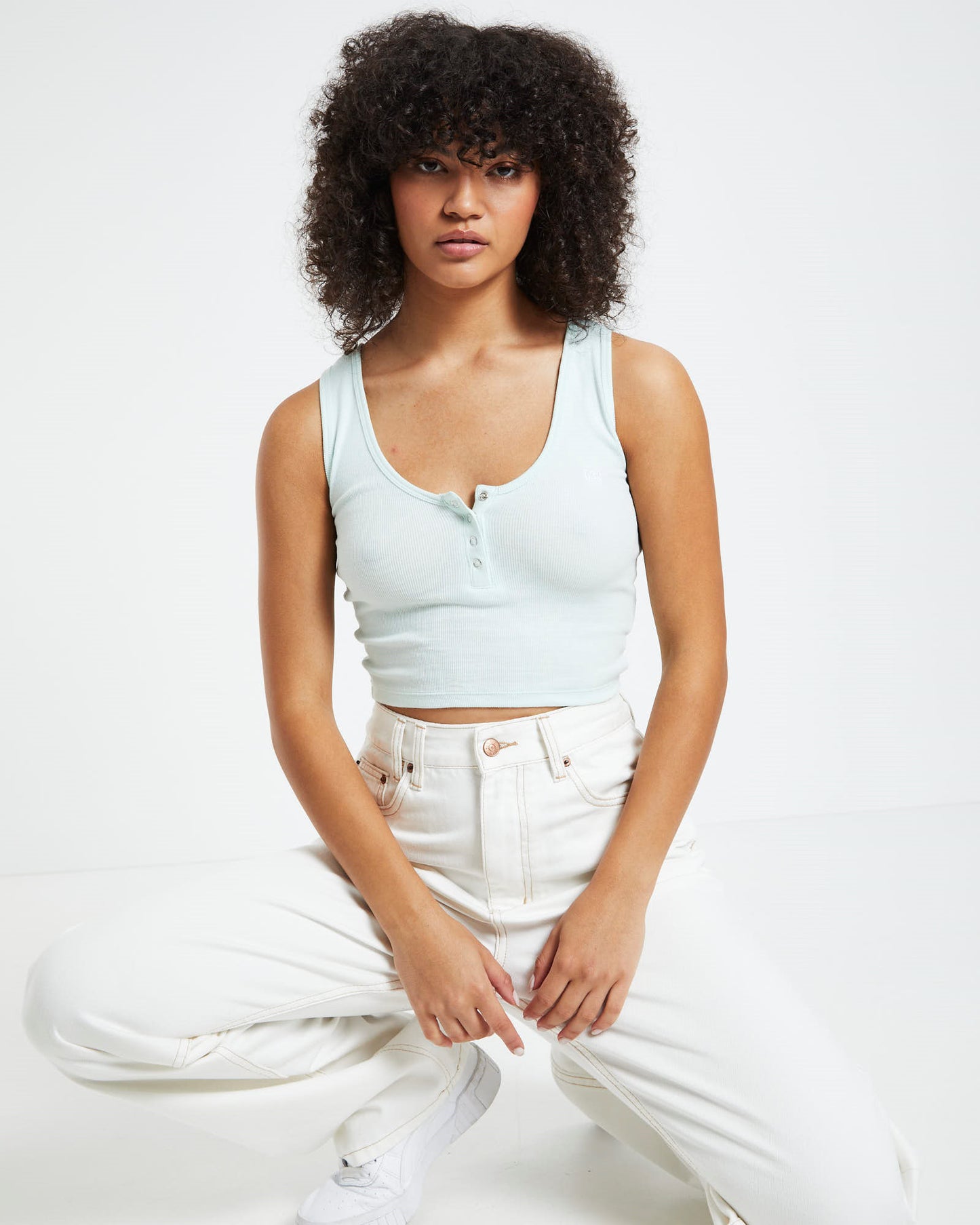 Scoop Henley Singlet Azure Blue