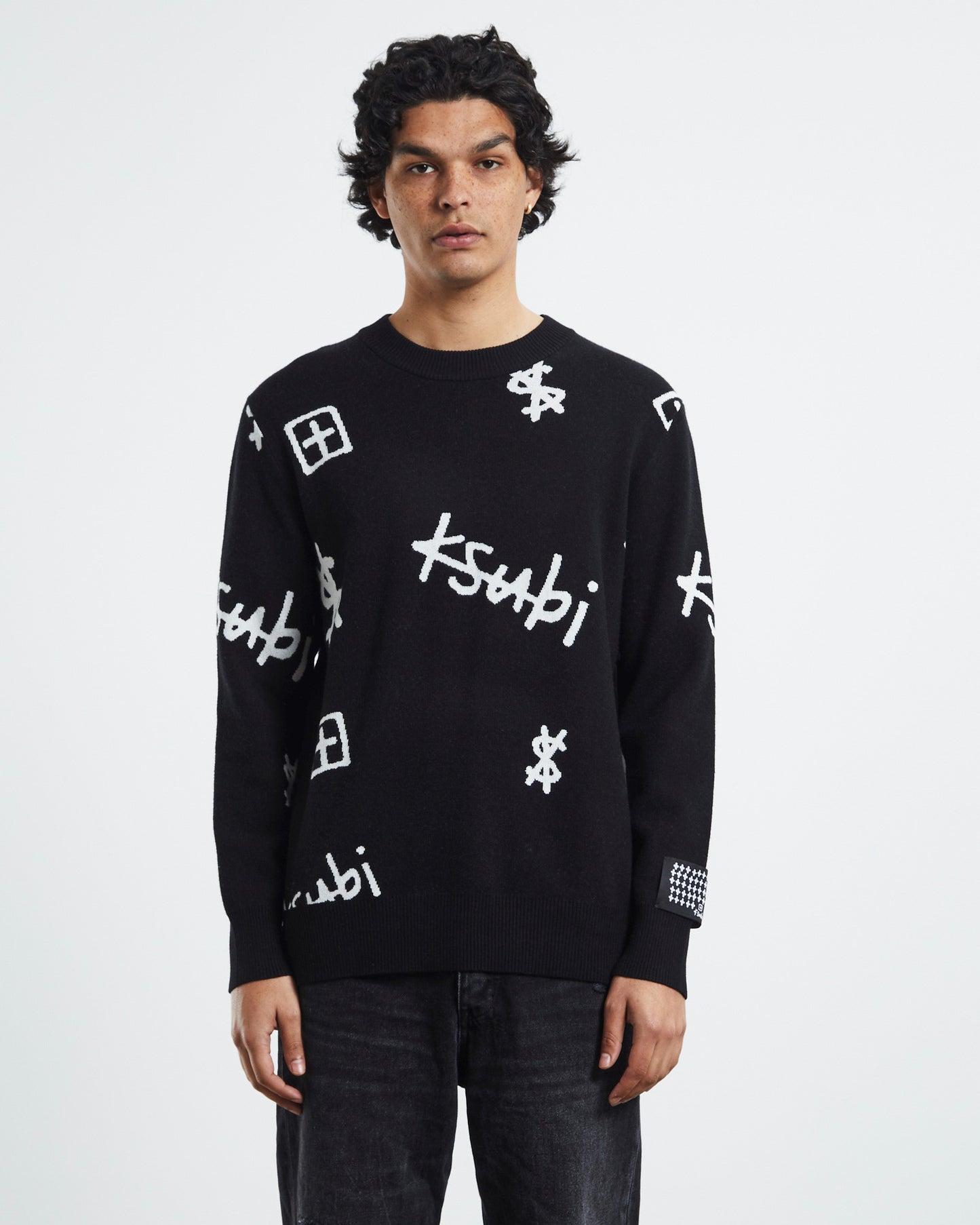 Kash Box Knit Crew Jumper Black