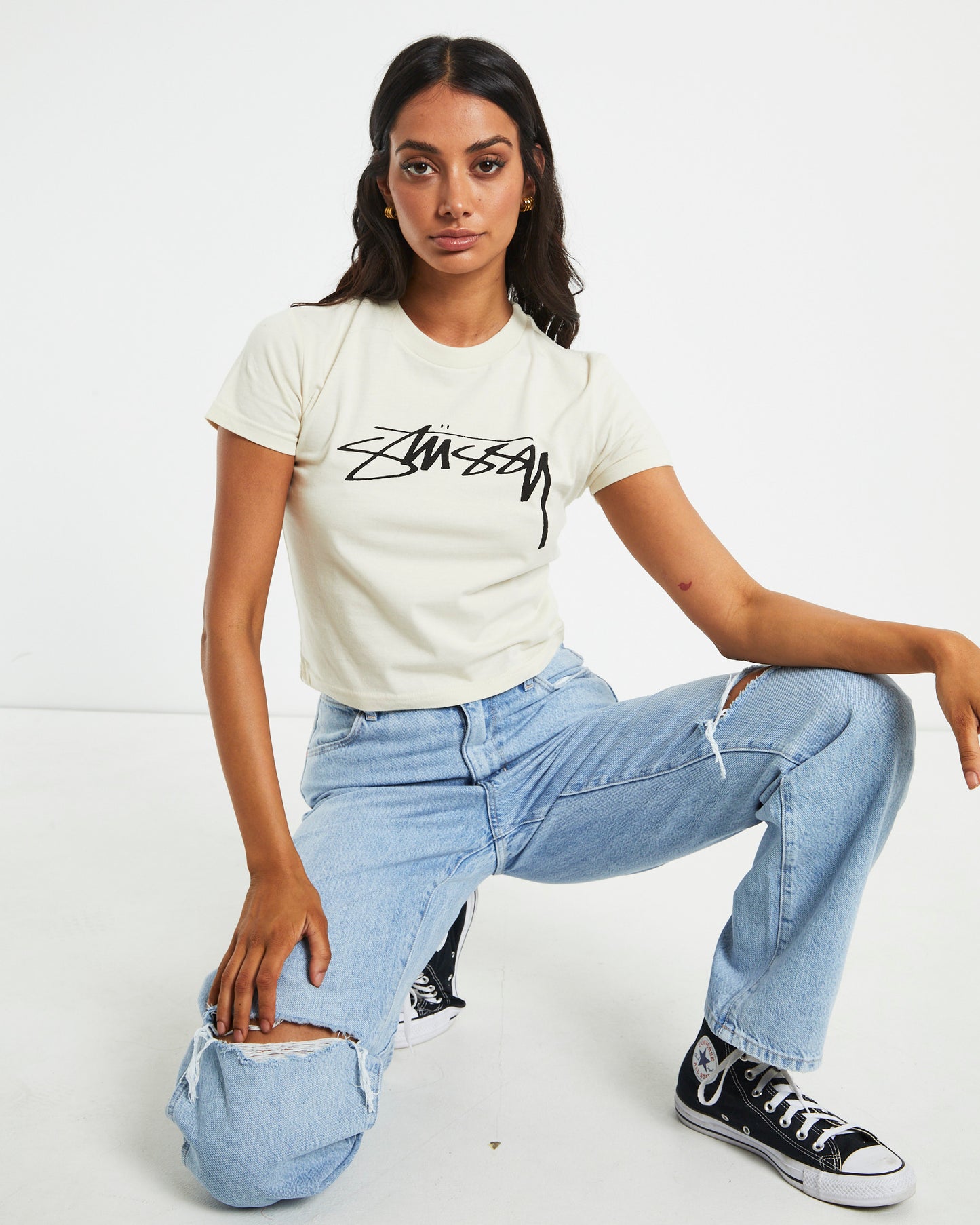 Stock Slim Short Sleeve T-Shirt in Cream