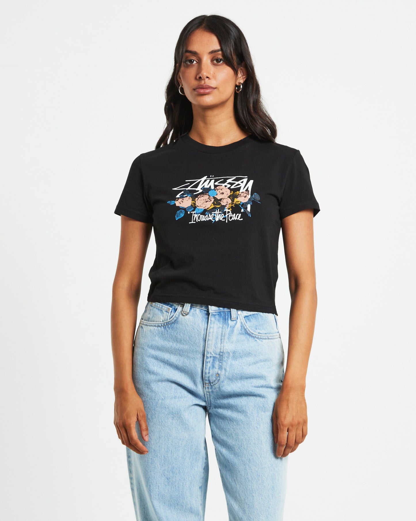 Rose Slim Short Sleeve T-Shirt in Black