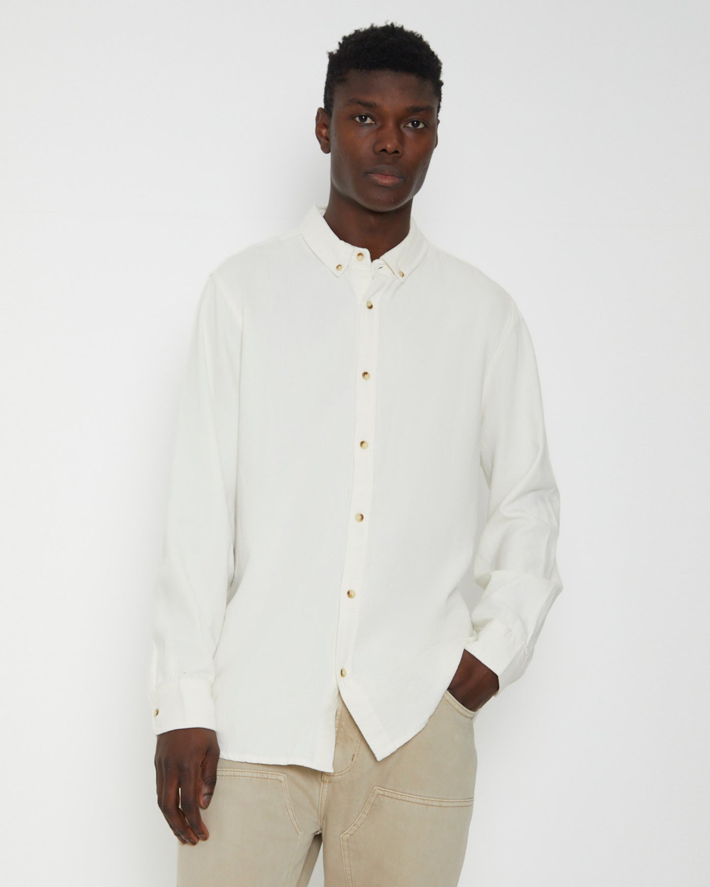 Men At Work Oxford Long Sleeve Shirt in White