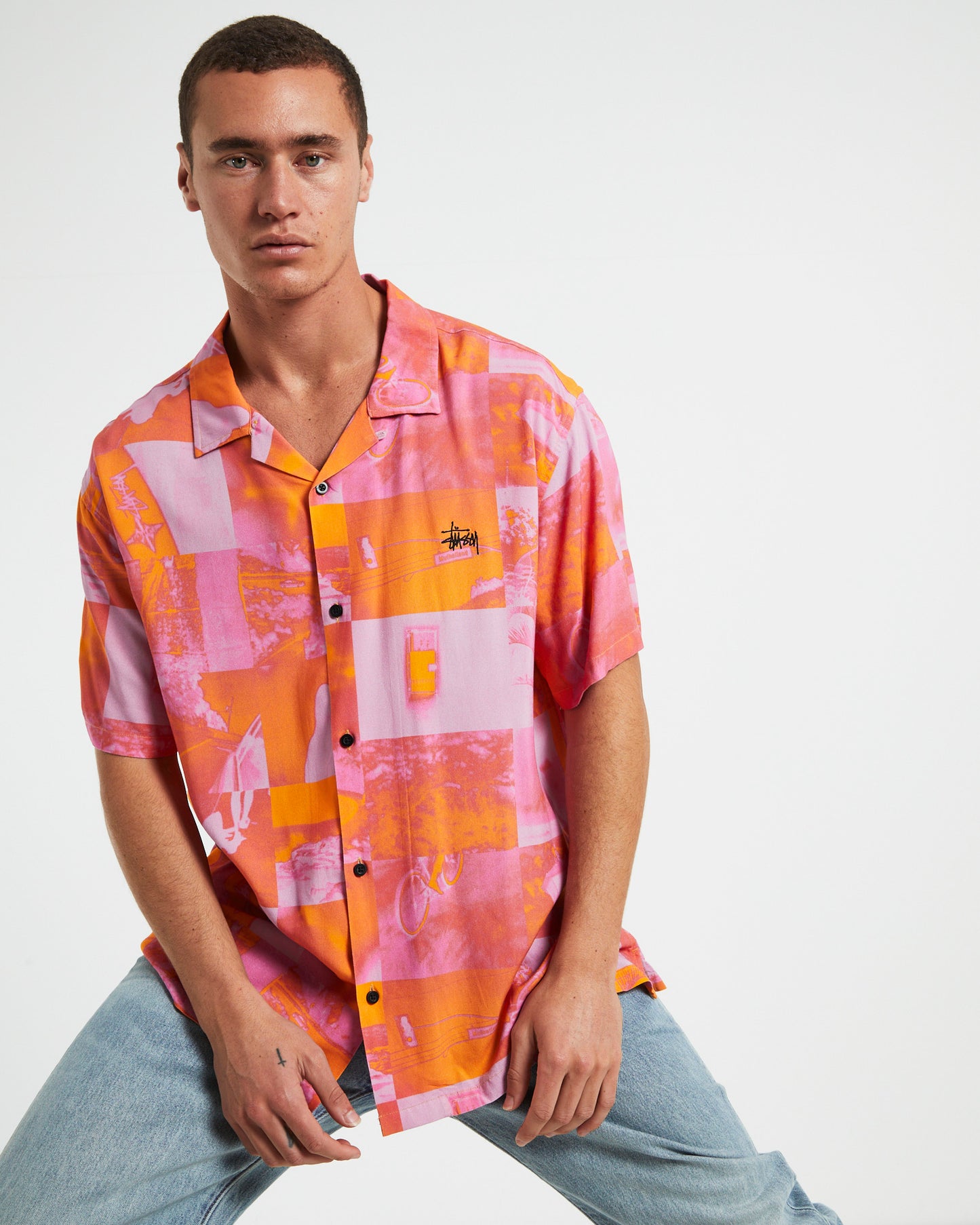 Photo Film Short Sleeve Shirt in Pink