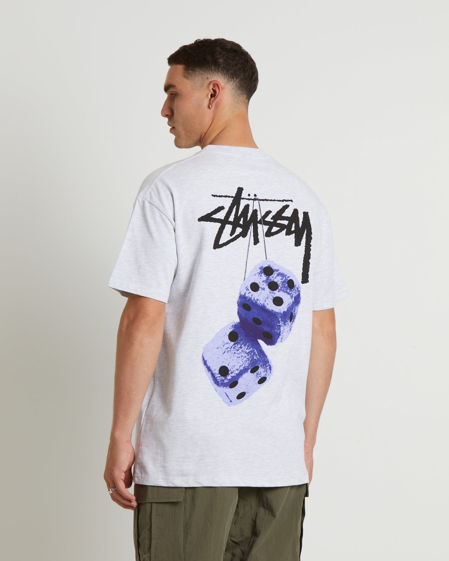Fuzzy Dice Heavyweight Short Sleeve T-Shirt in Snow Marle Grey