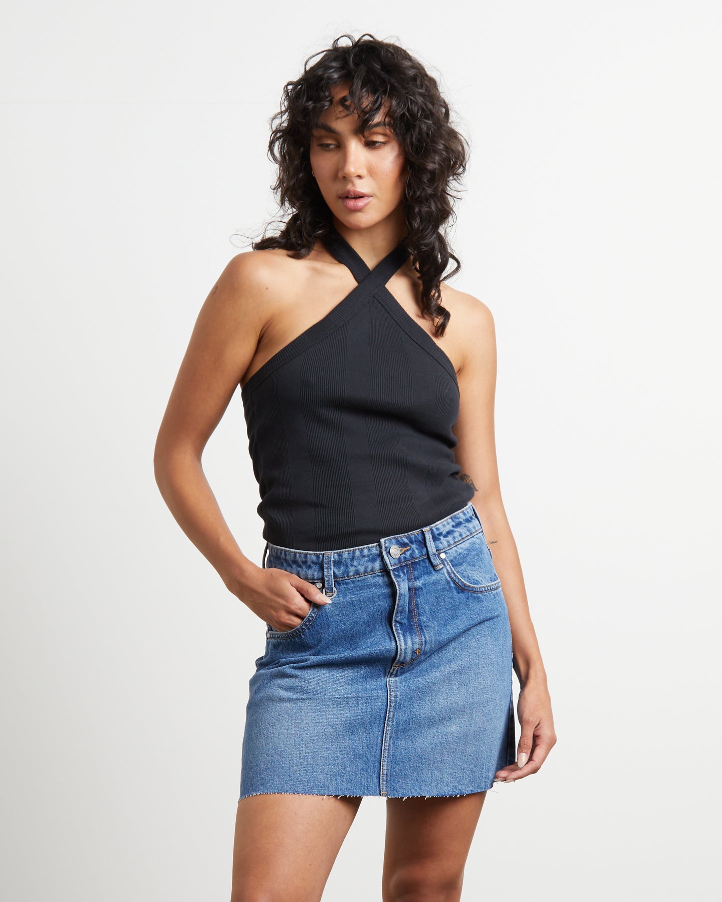 Frenchie Halterneck Top in Black