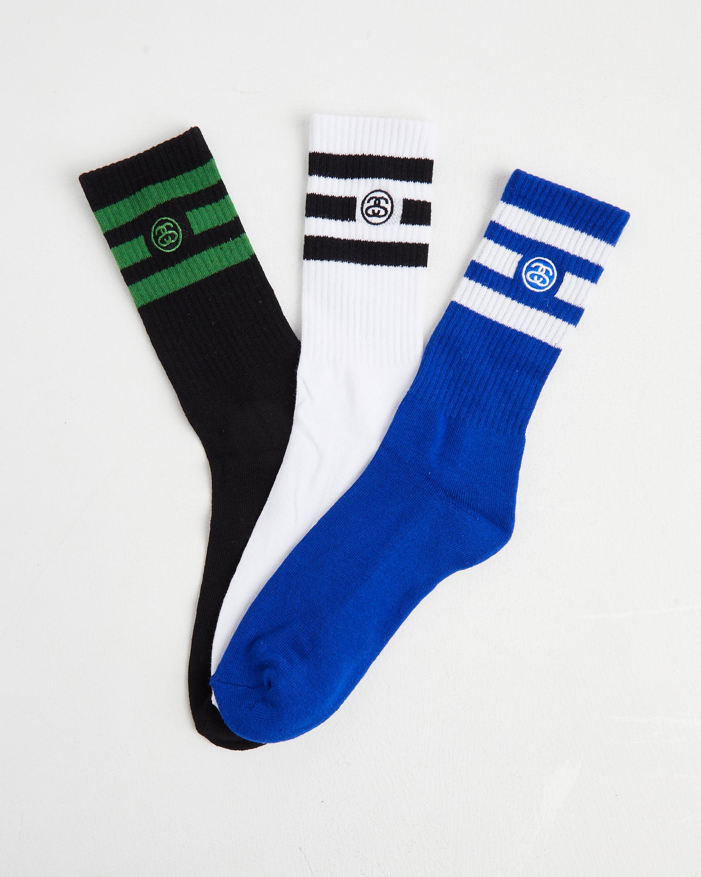 SS Link Stripe Socks 3 Pack in Assorted