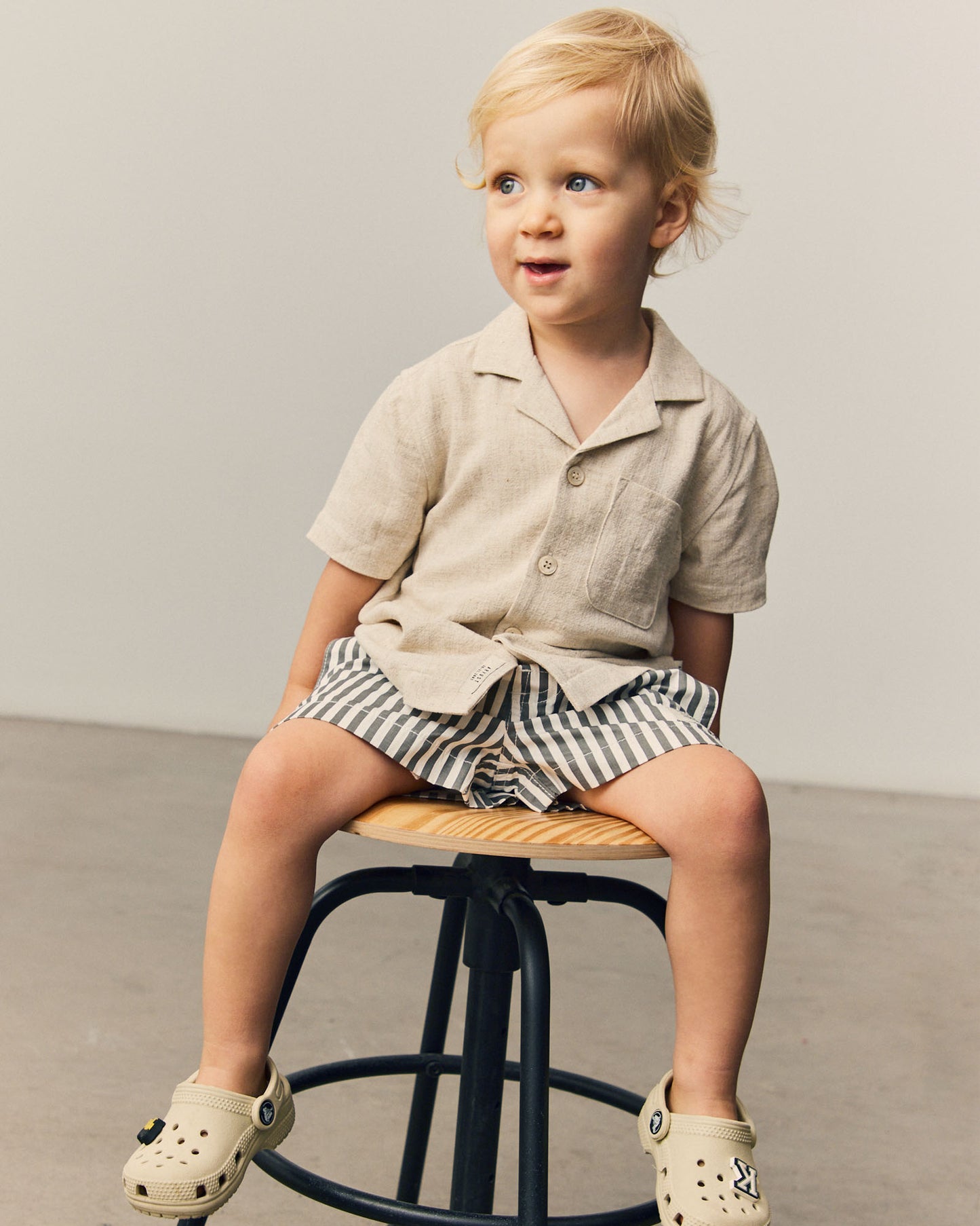 Boys Harrison Linen Short Sleeve Shirt in Natural