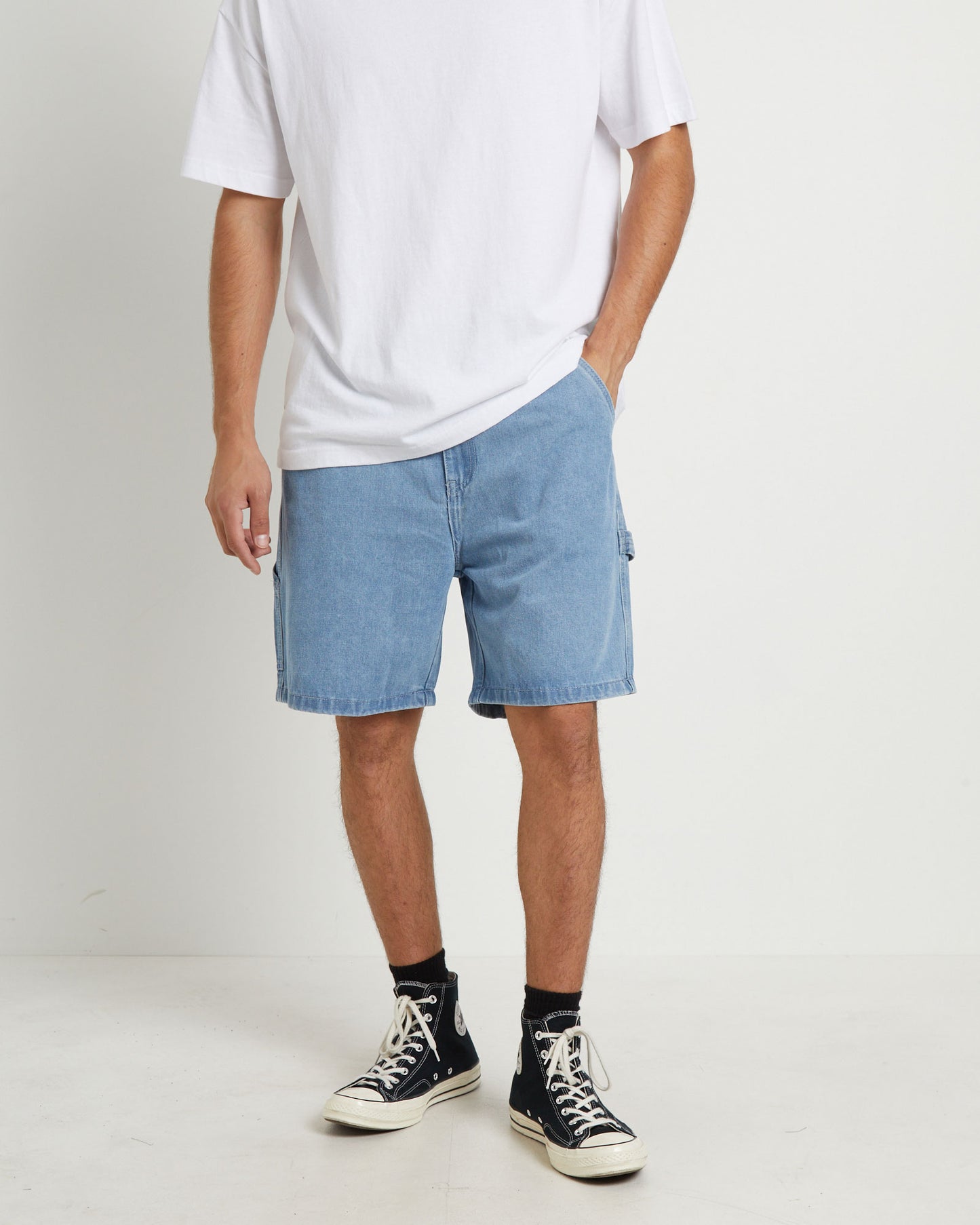 Big Ol Carpenter Denim Shorts in Mid Blue