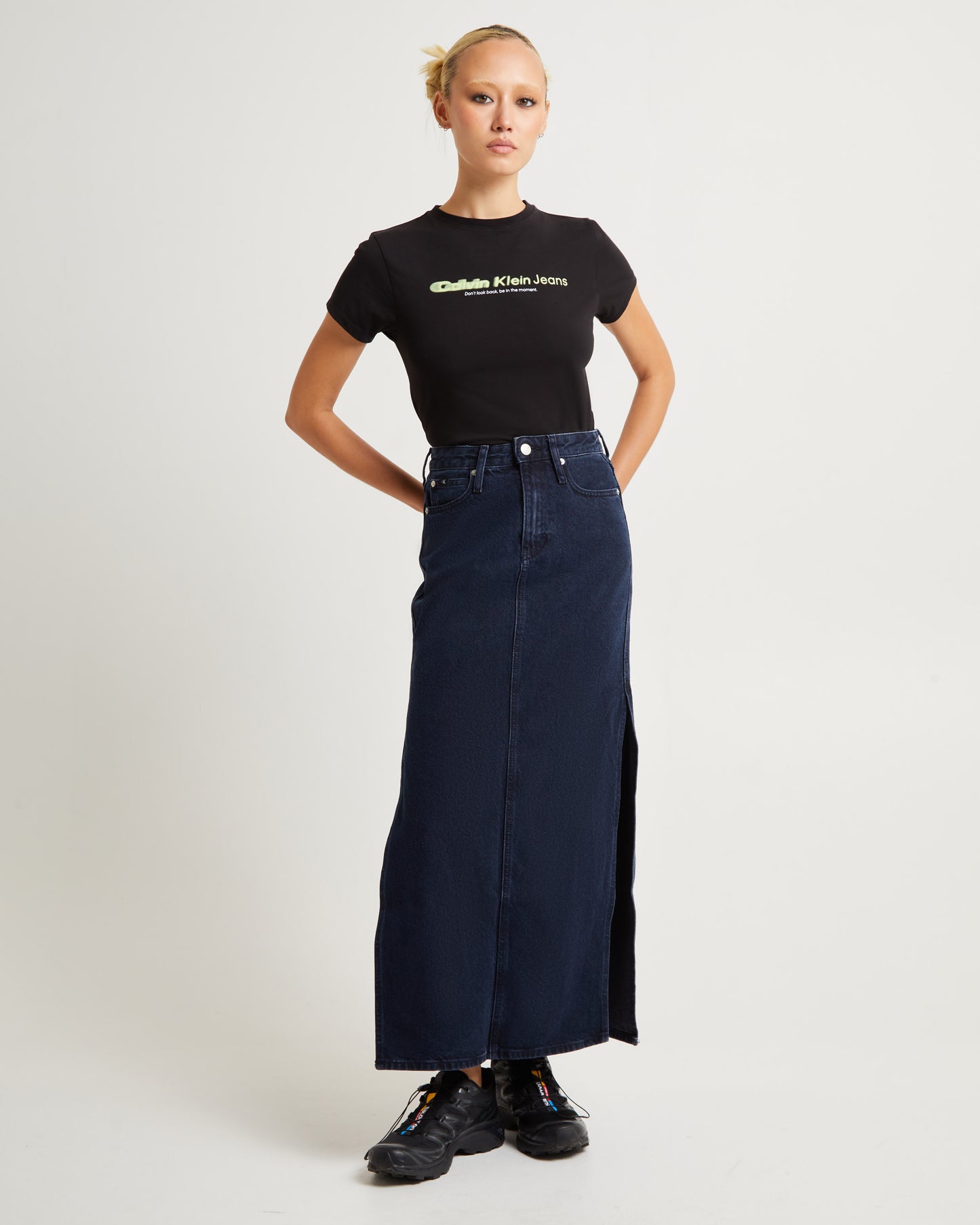 Denim Maxi Skirt Dark