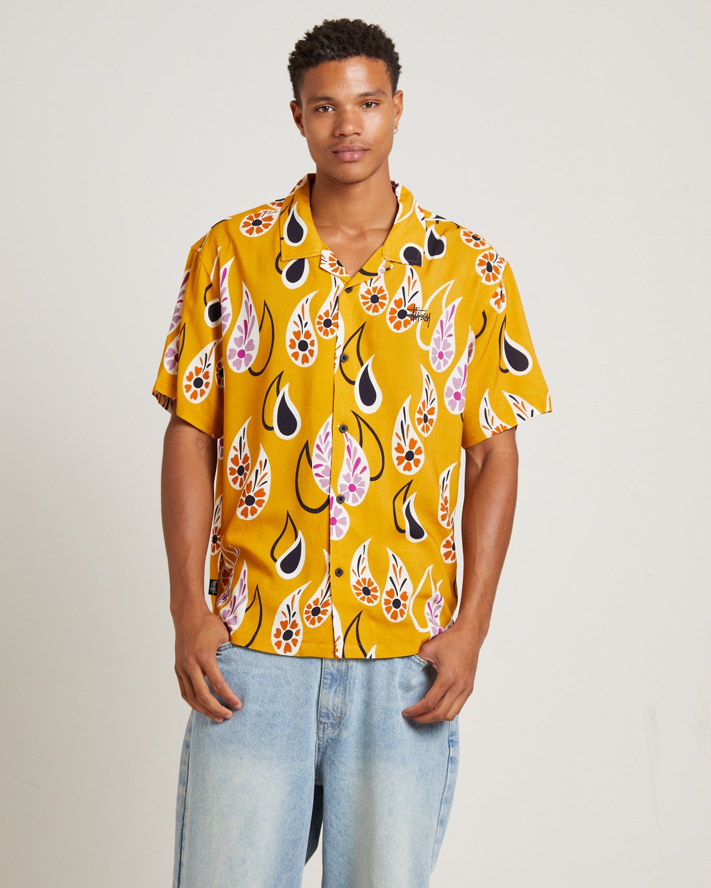 Paisley Tears Short Sleeve Shirt in Mustard