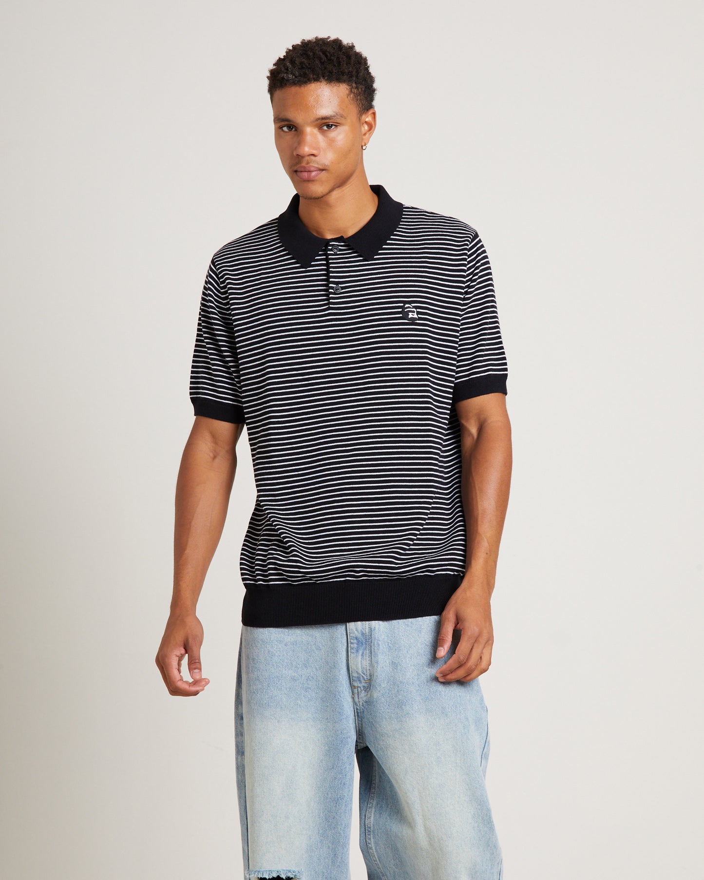 Rail Knit Short Sleeve Shirt in Black
