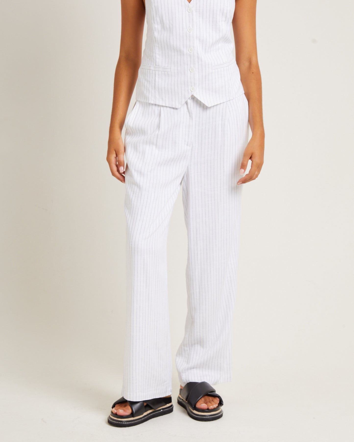 Jemimah Pinstripe Pants White