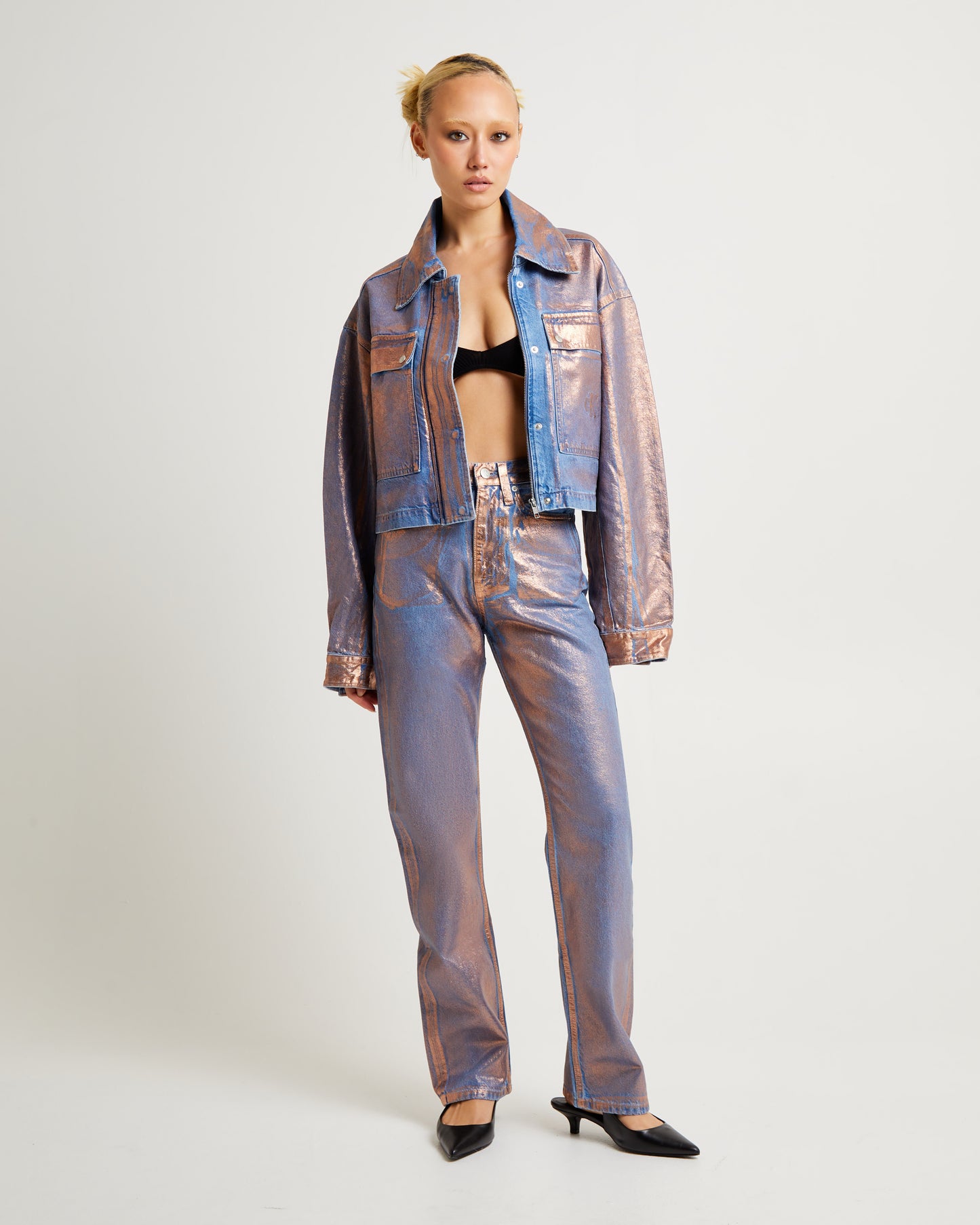 High Rise Straight Jeans Denim Medium