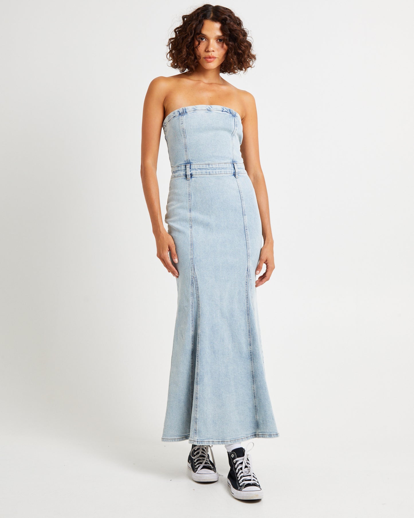 Rendezvous Fishtail Maxi Denim Dress