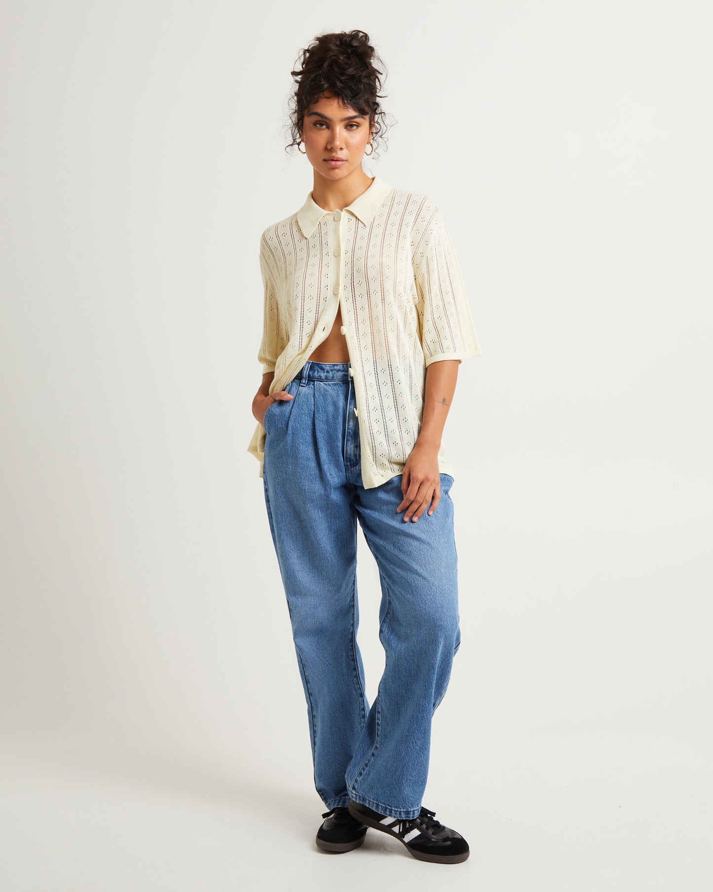 Milan Knit Short Sleeve Shirt Buttercream