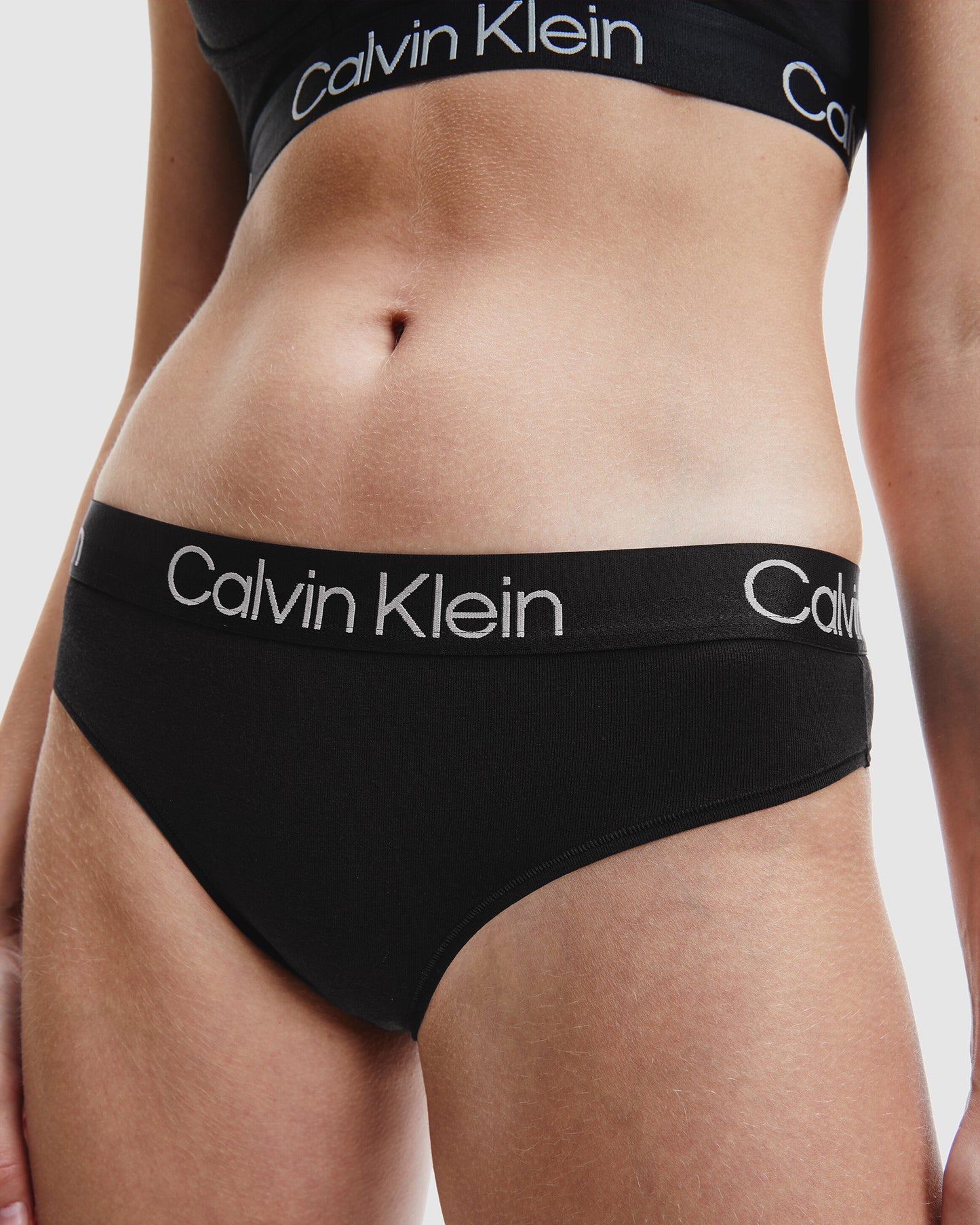Structured Cotton High Leg Brazilian Briefs Black