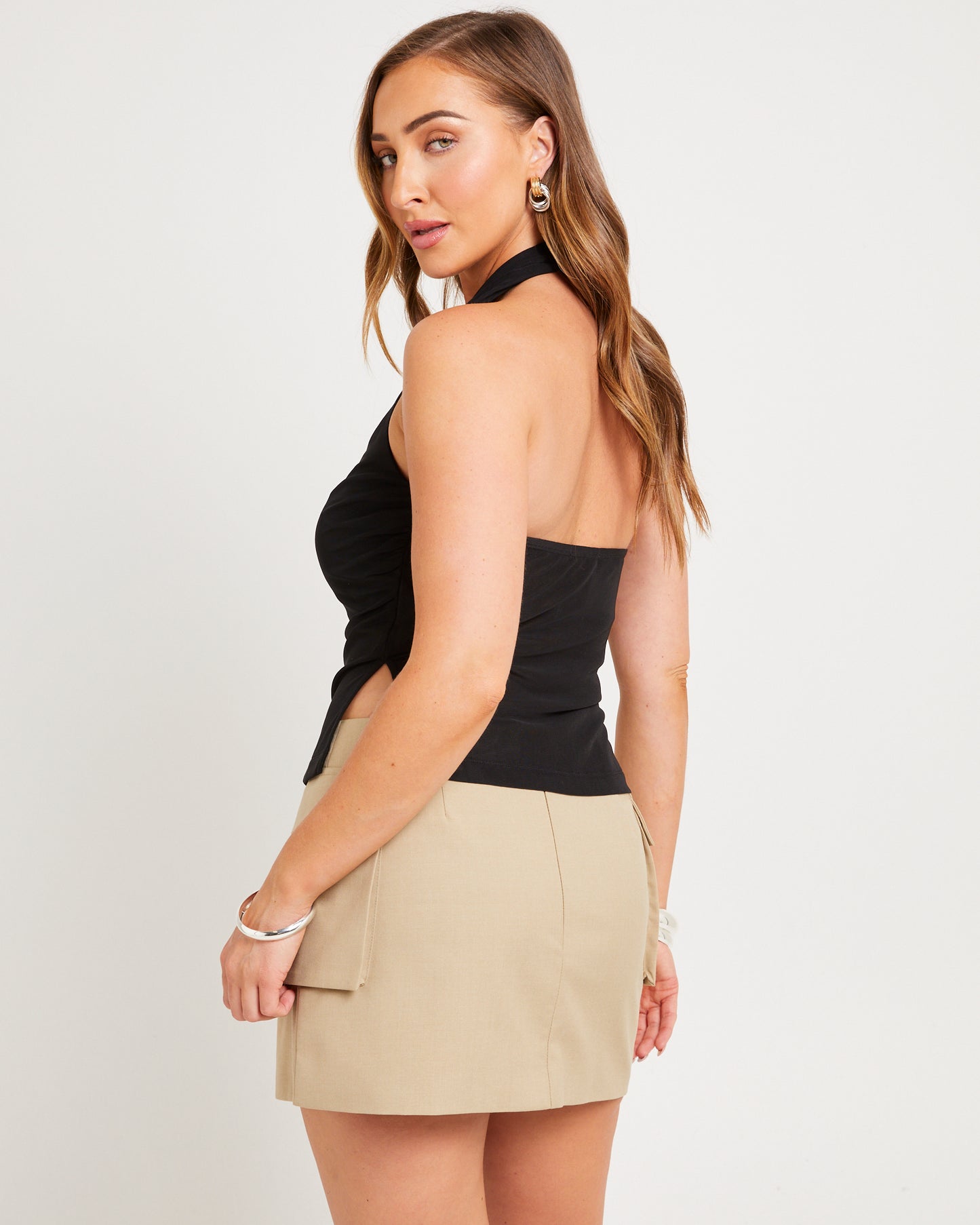 Mesh Halter High Neck Tank Top