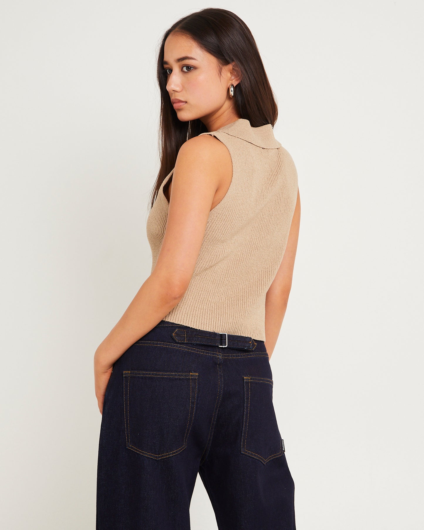 Meryl Ribbed Collar Knit Top