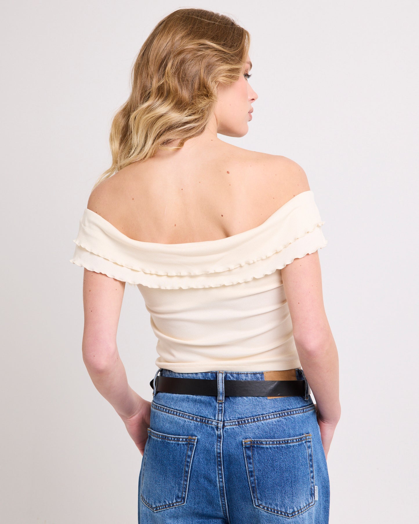Mily Rib Ruffle Top