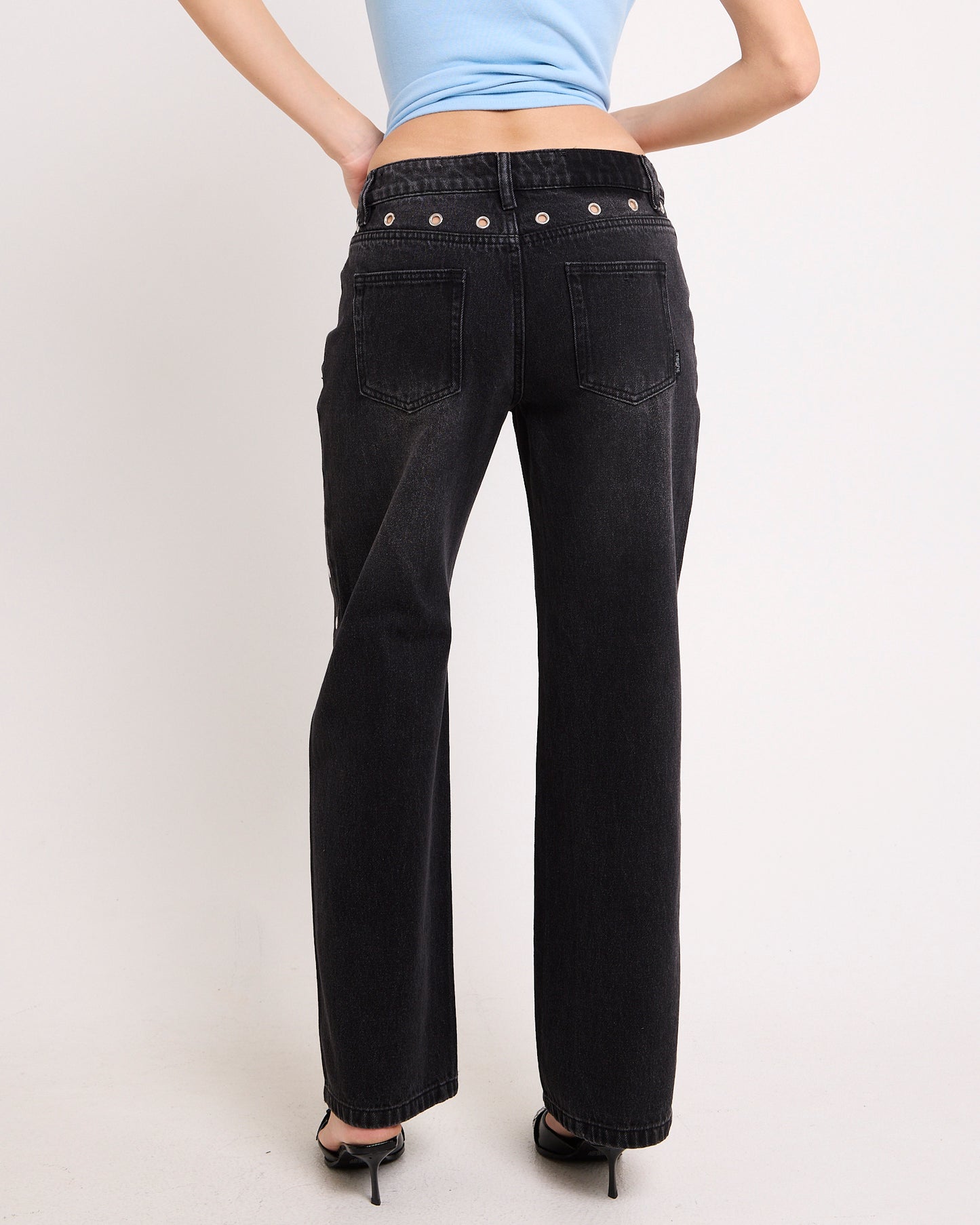 Razor Eyelet Straight Denim Jeans