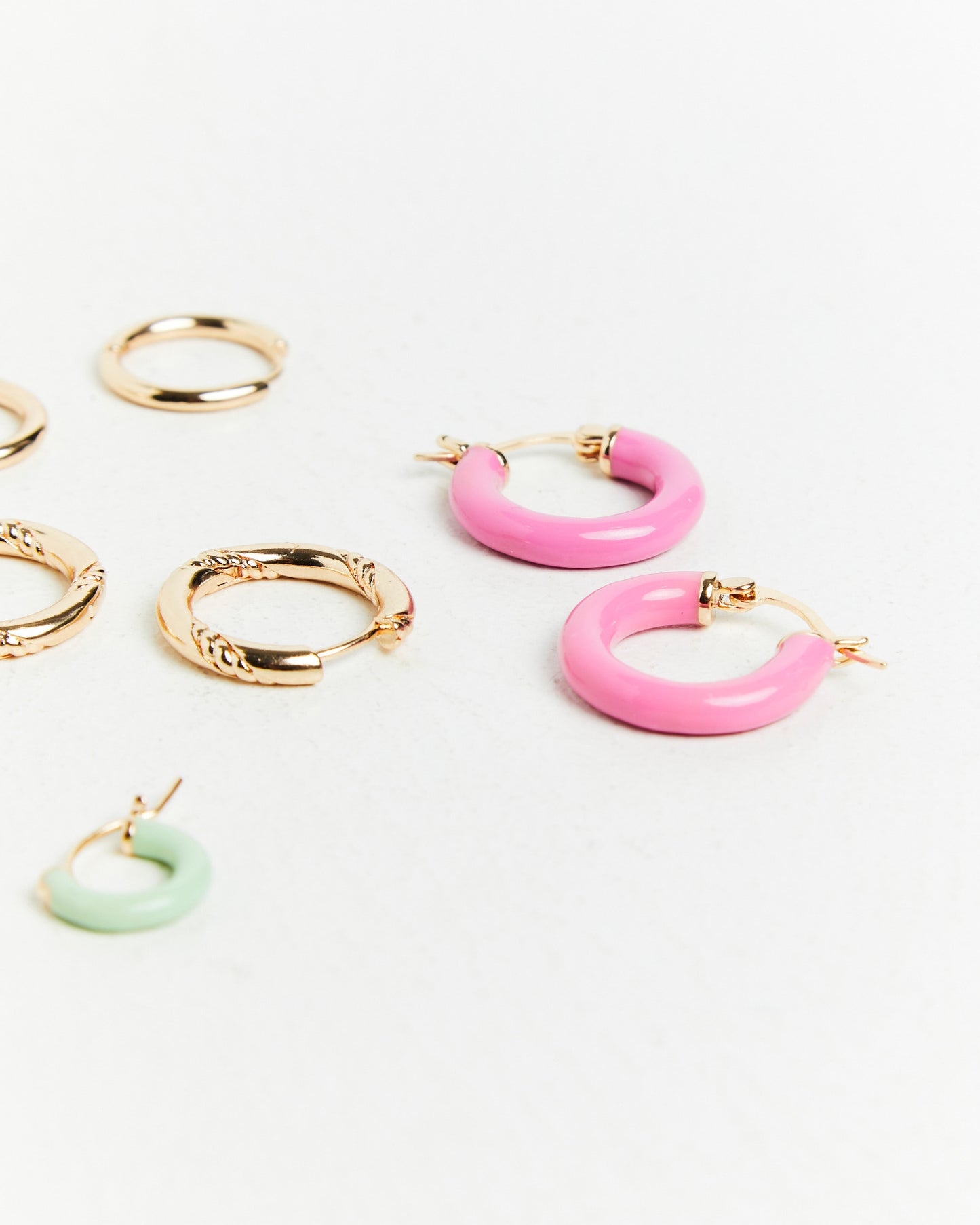 Pastel Enamel Huggie Earring Pack Gold