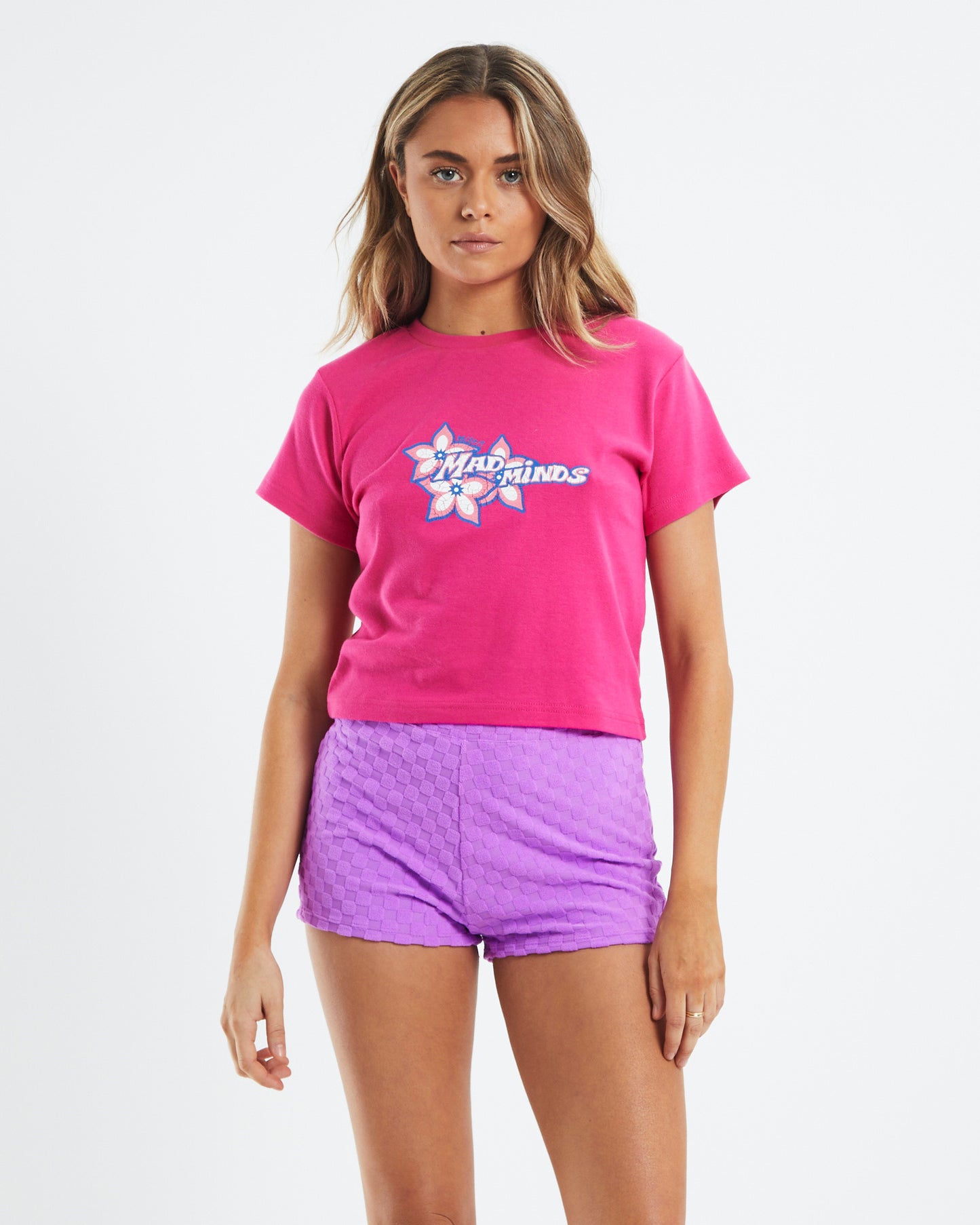 Sun Minded Baby Tee Fuchsia Pink