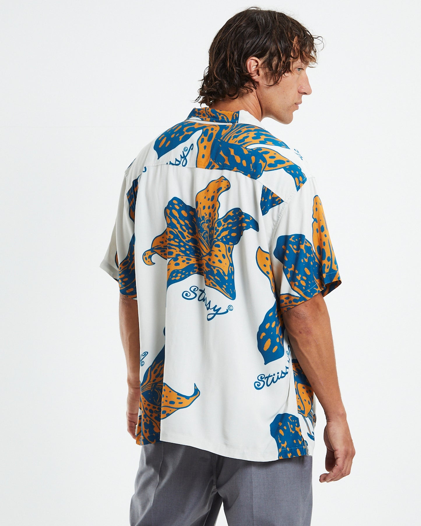 Floral Rayon Short Sleeve Shirt White