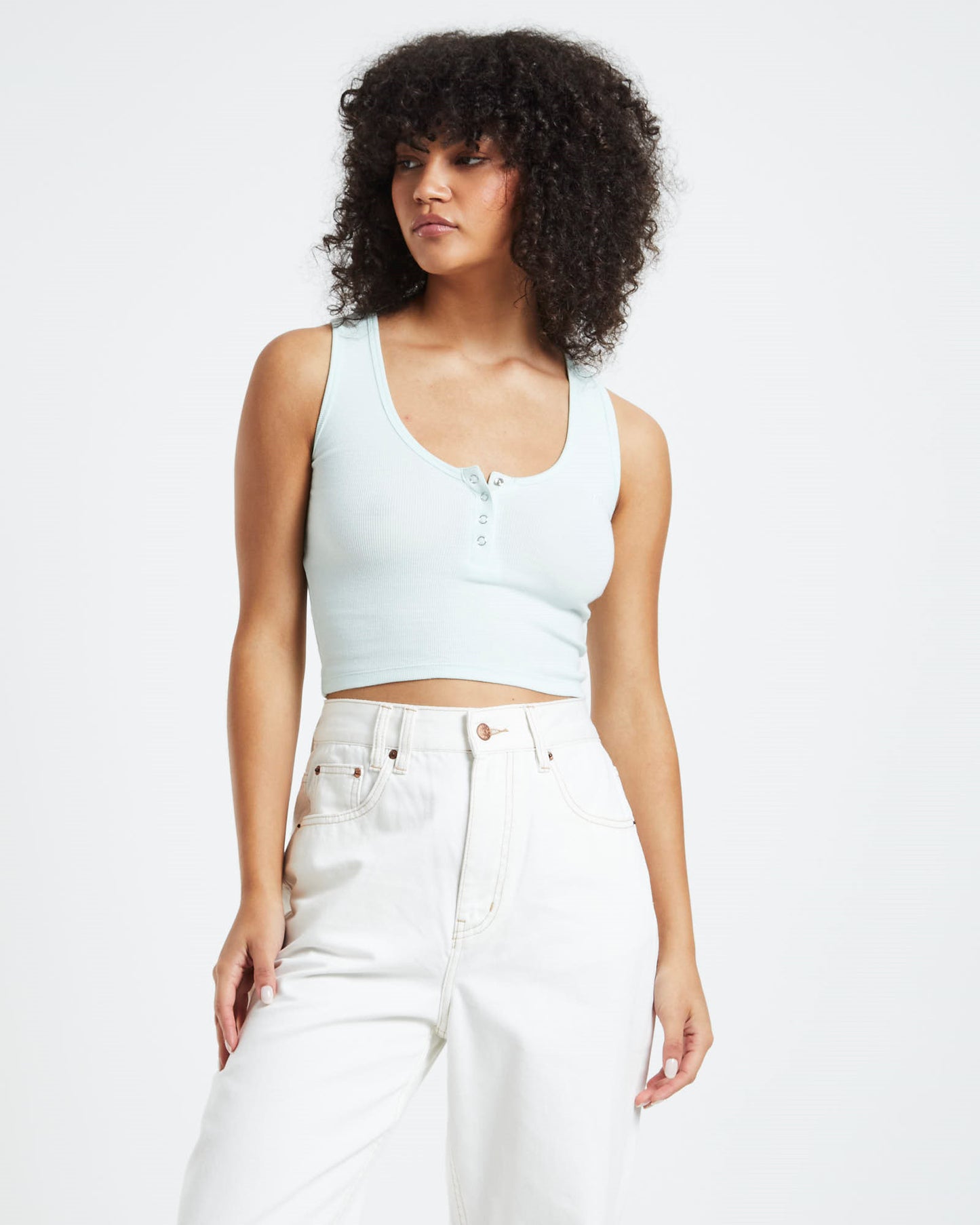 Scoop Henley Singlet Azure Blue