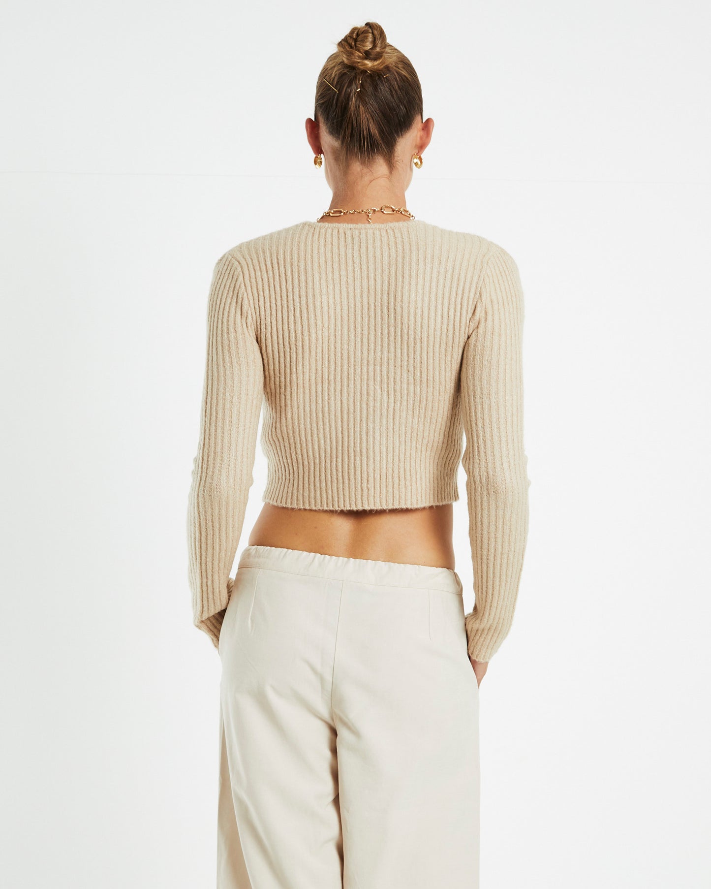 Vera Slash Long Sleeve Knit Top Oat