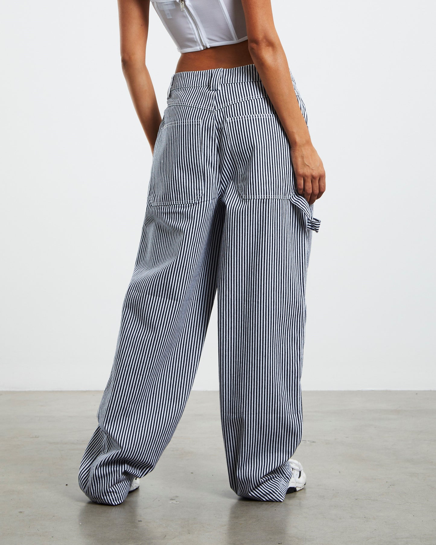 Ash Panelled Carpenter Pants Pinstripe Grey