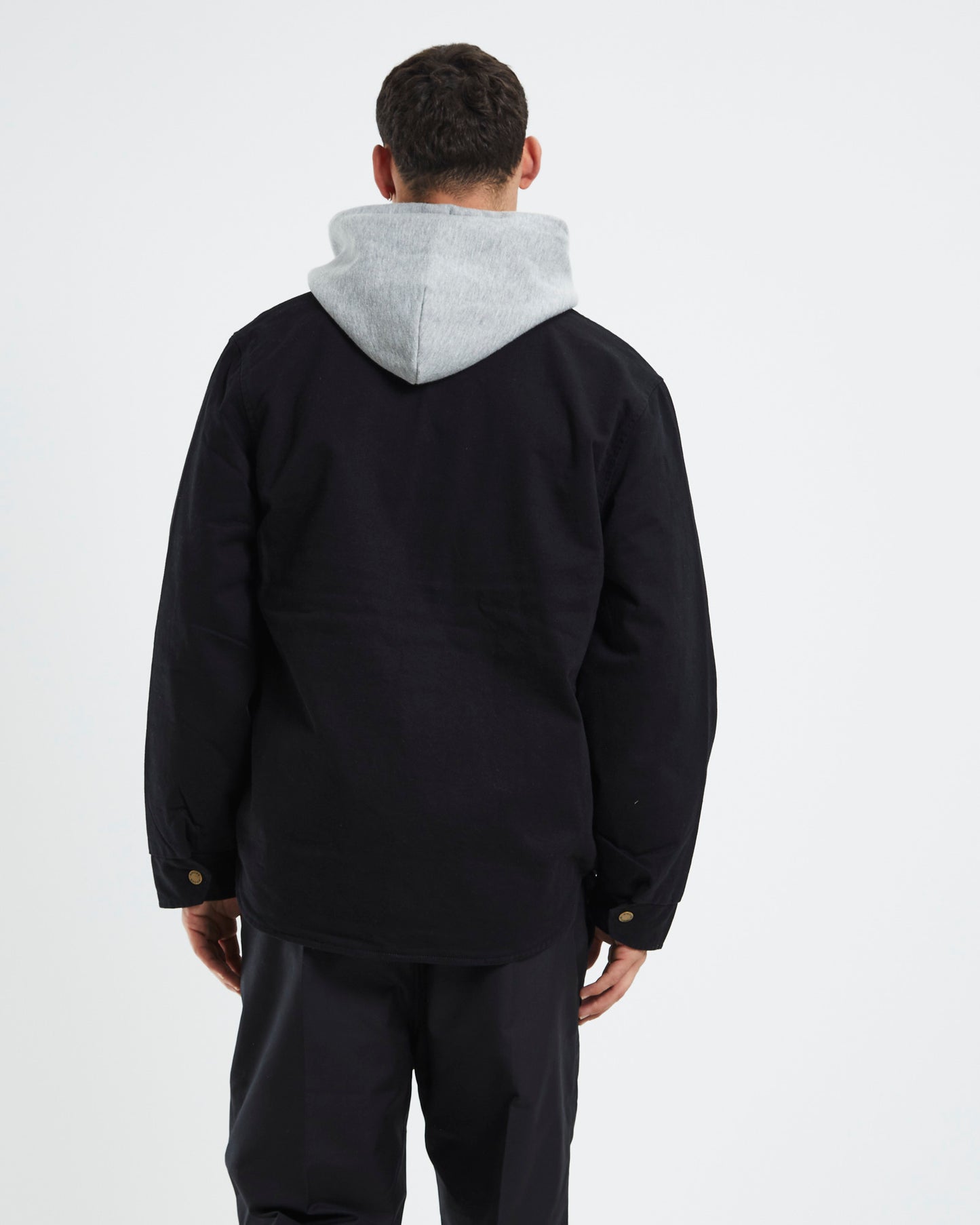 Men At Work Drill Shacket Black