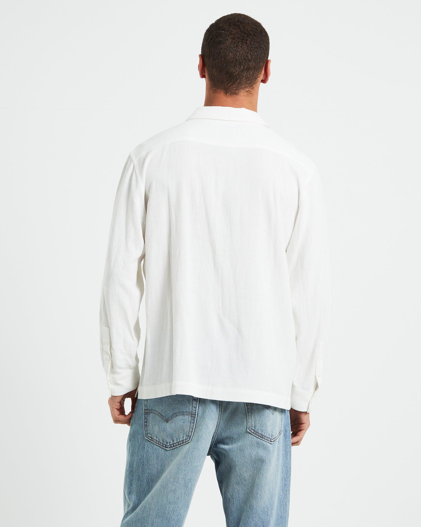 Harrison Linen Long Sleeve Shirt in White