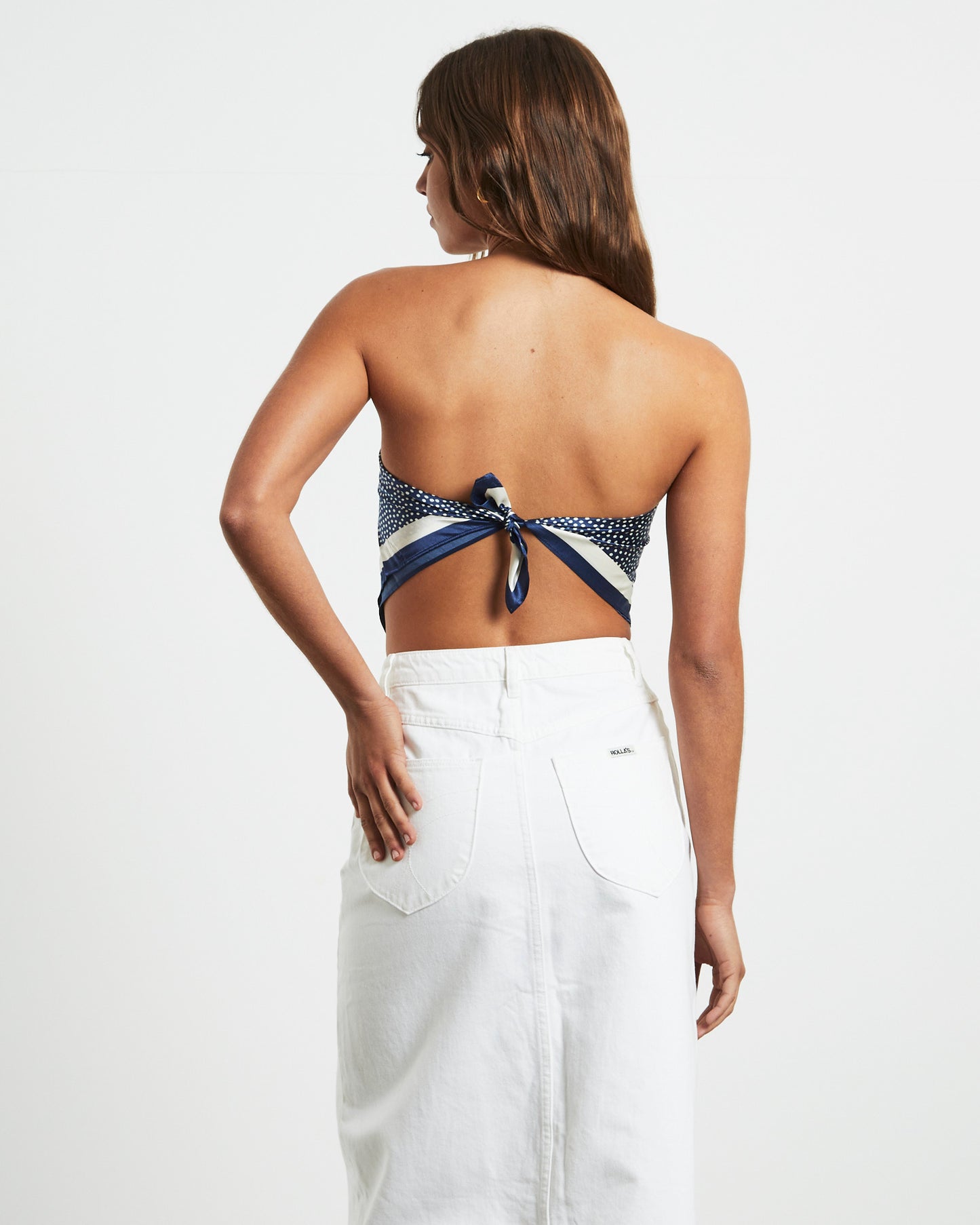 Mini Spot Silk Scarf in Navy