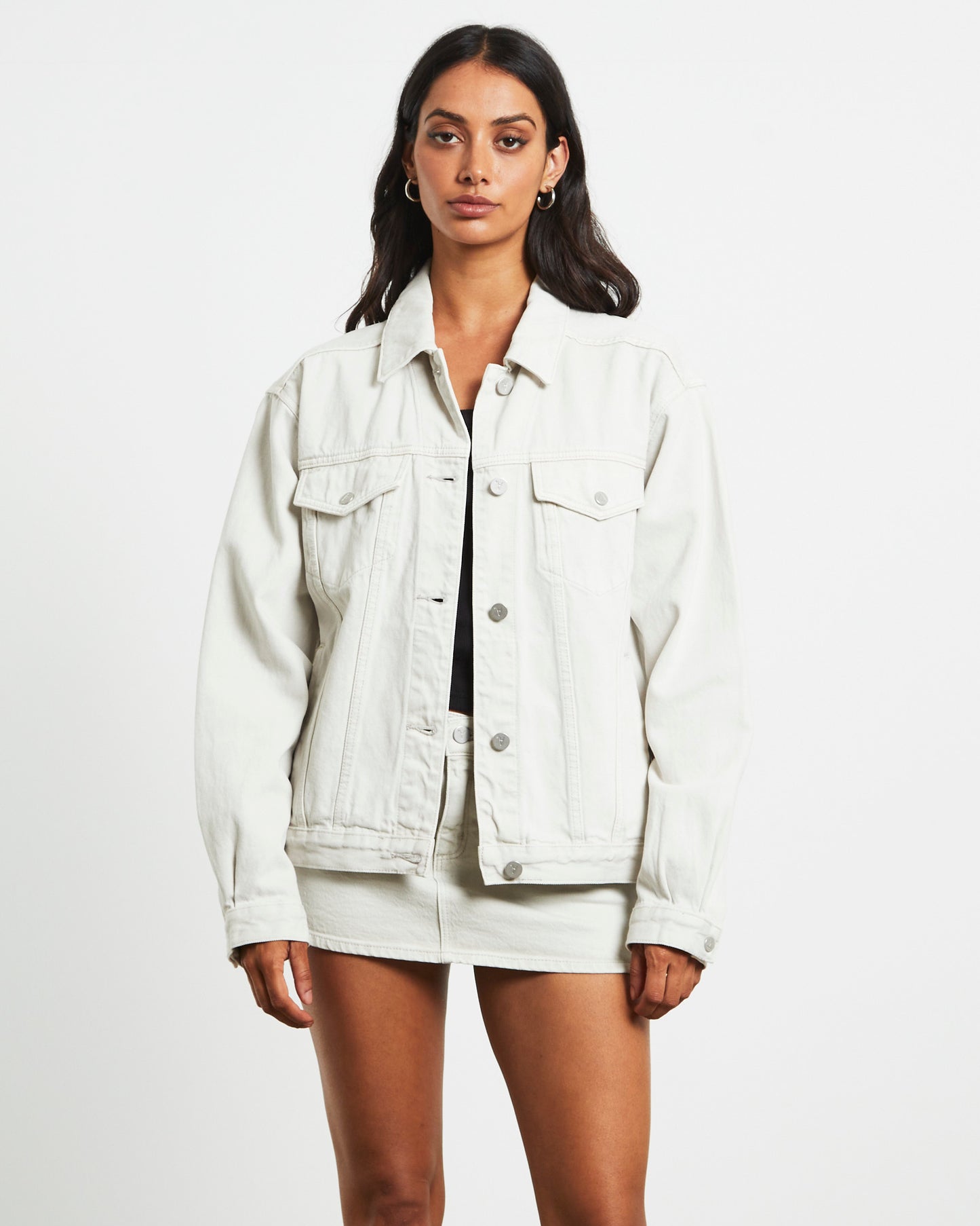 Slouch Denim Jacket in Chalk White