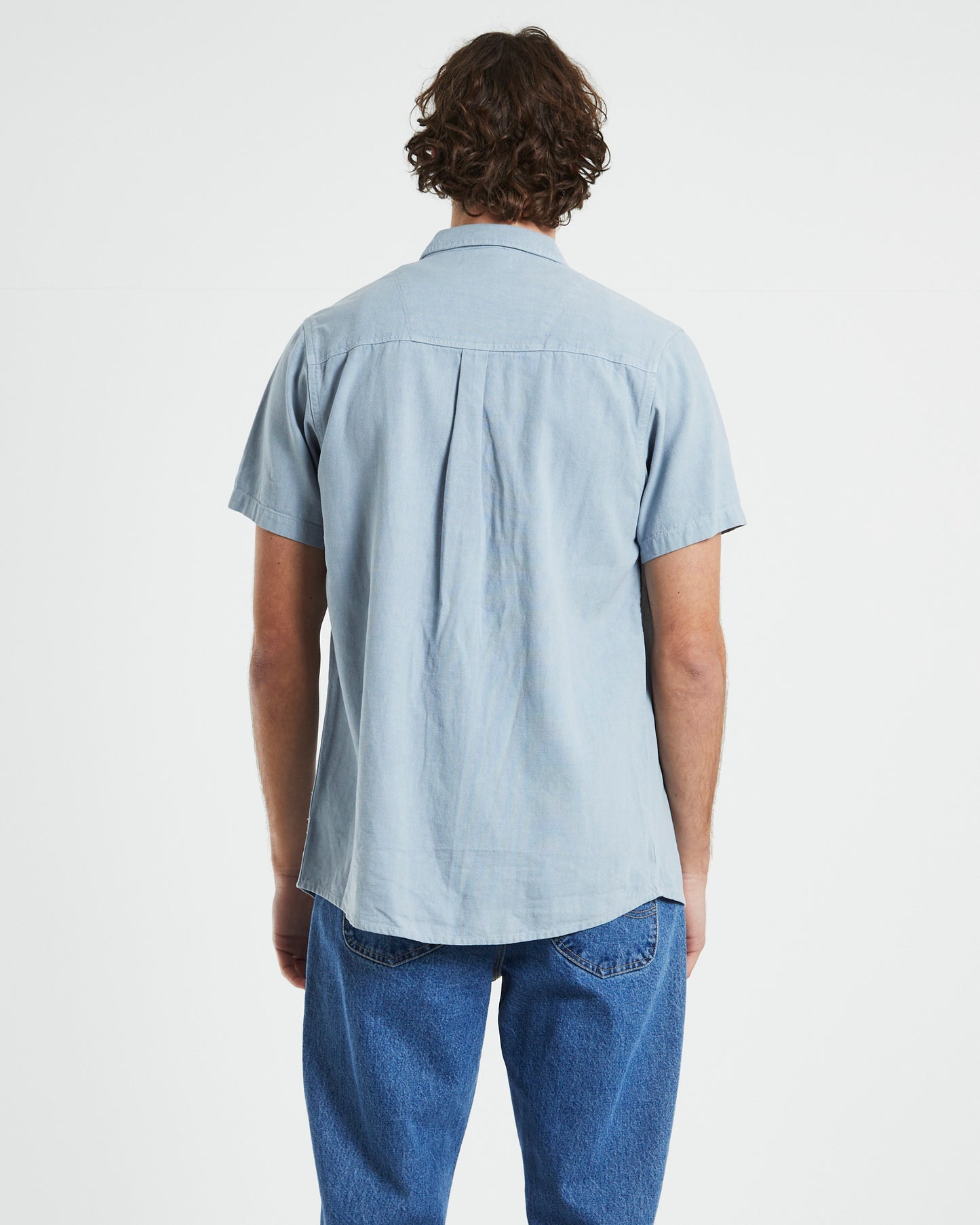 Men At Work Shor Sleeve Oxford Shirt in Sky Blue