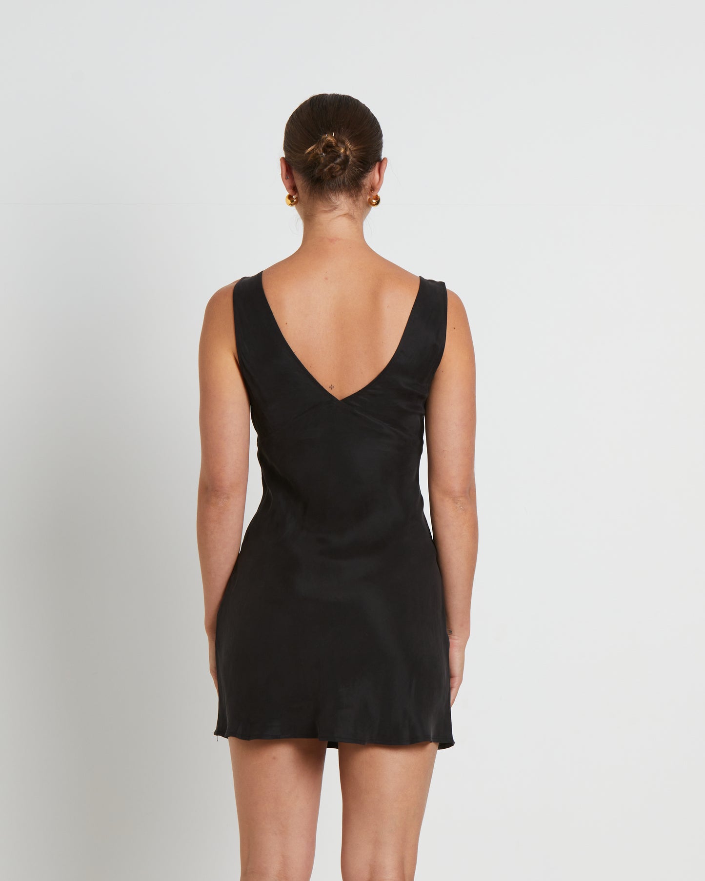 Evelyn Cupro Mini Dress in Black