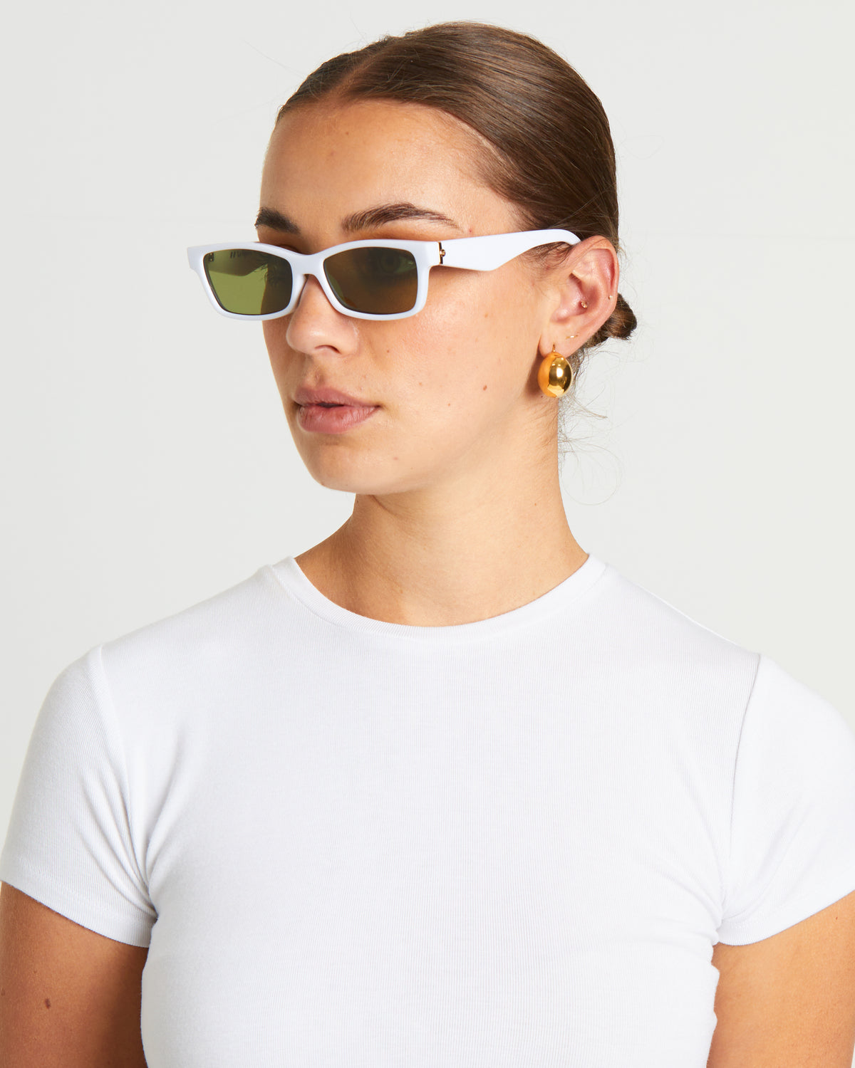 Le Sustain Plateaux Sunglasses in White/Moss Mono WHITE/MOSS MONO