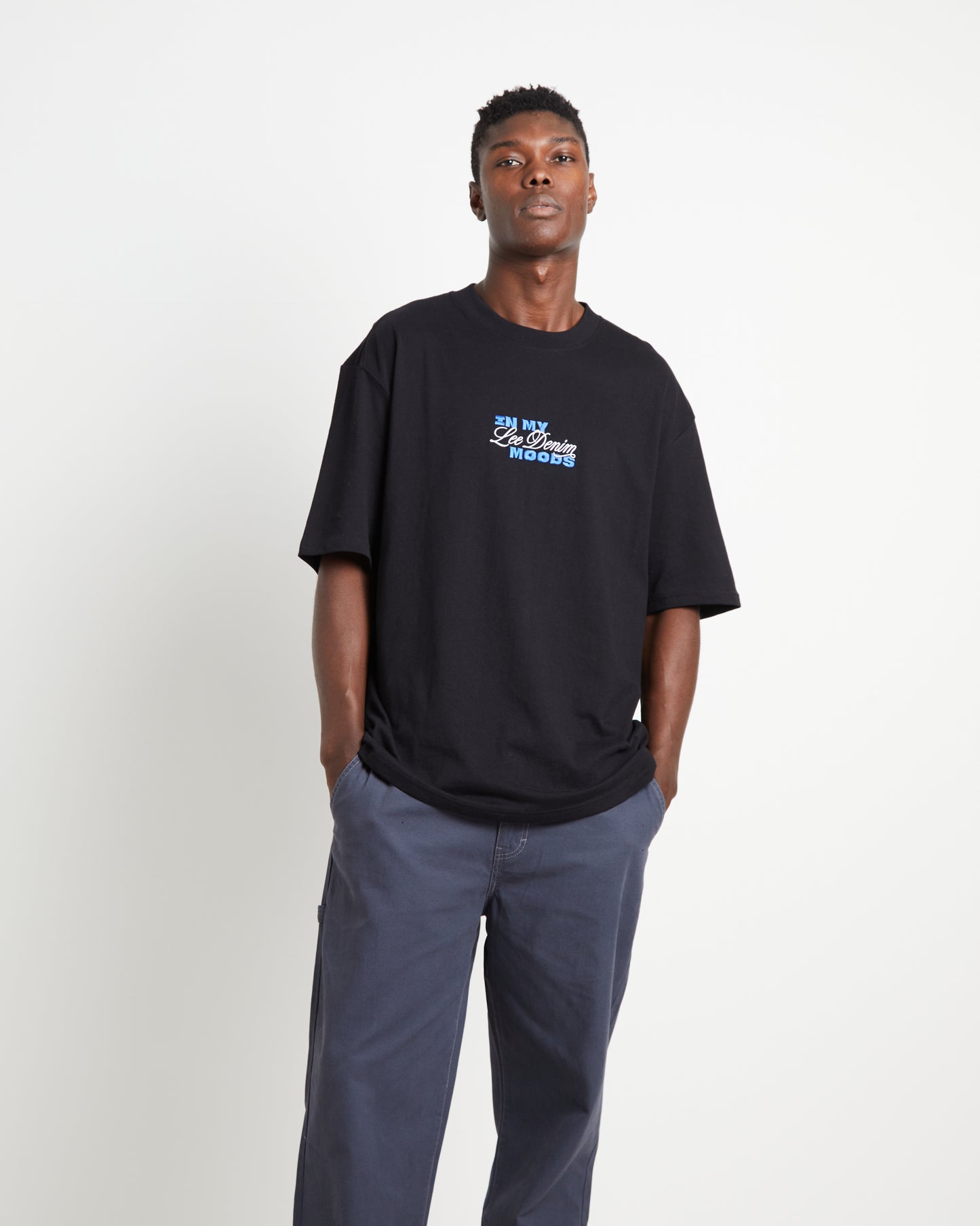 Baggy Short Sleeve Moods T-Shirt in Black