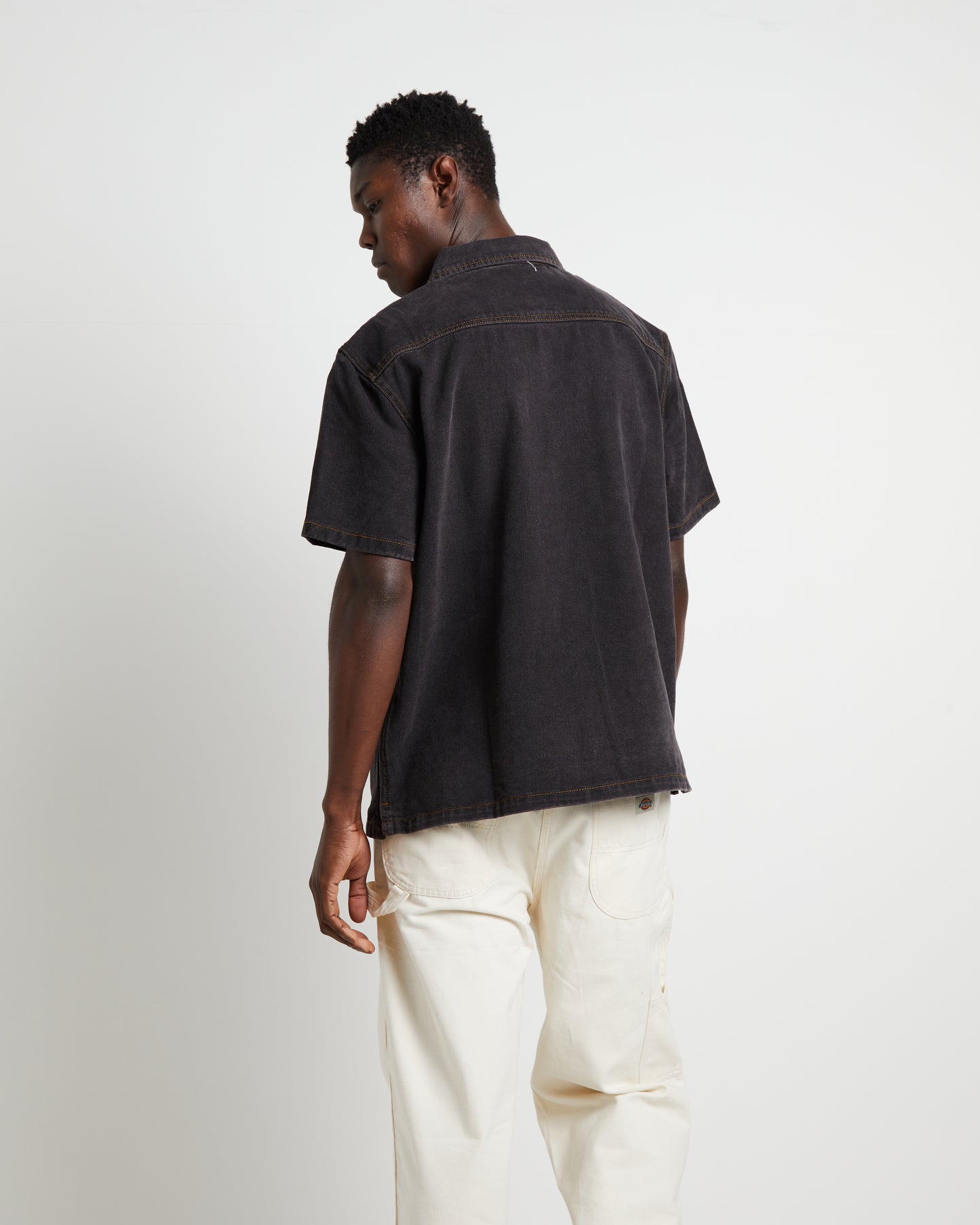 Workgear Denim Short Sleeve Shirt in Black Denim