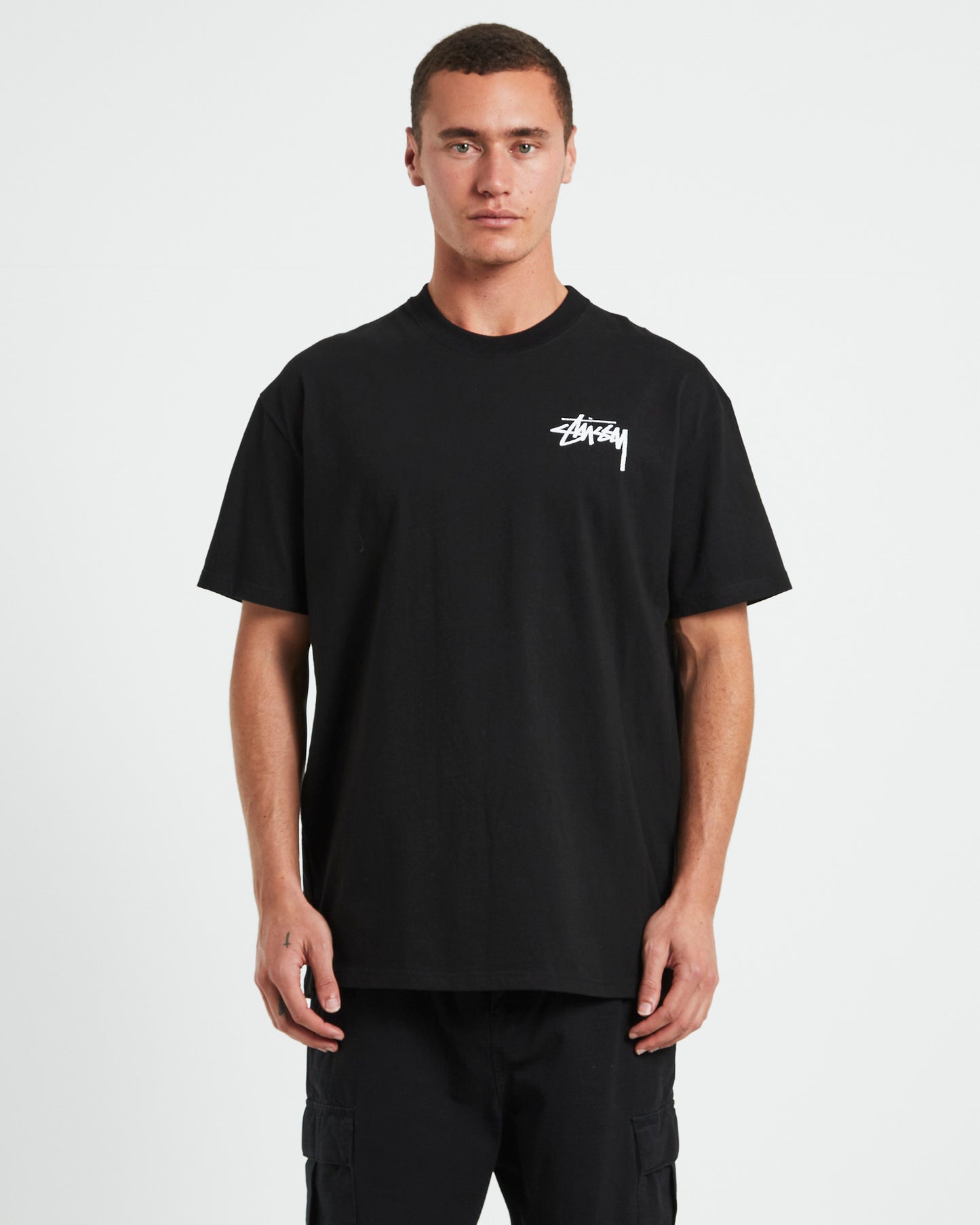 8 Ball Faded Heavyweight Short Sleeve T-Shirt in Black