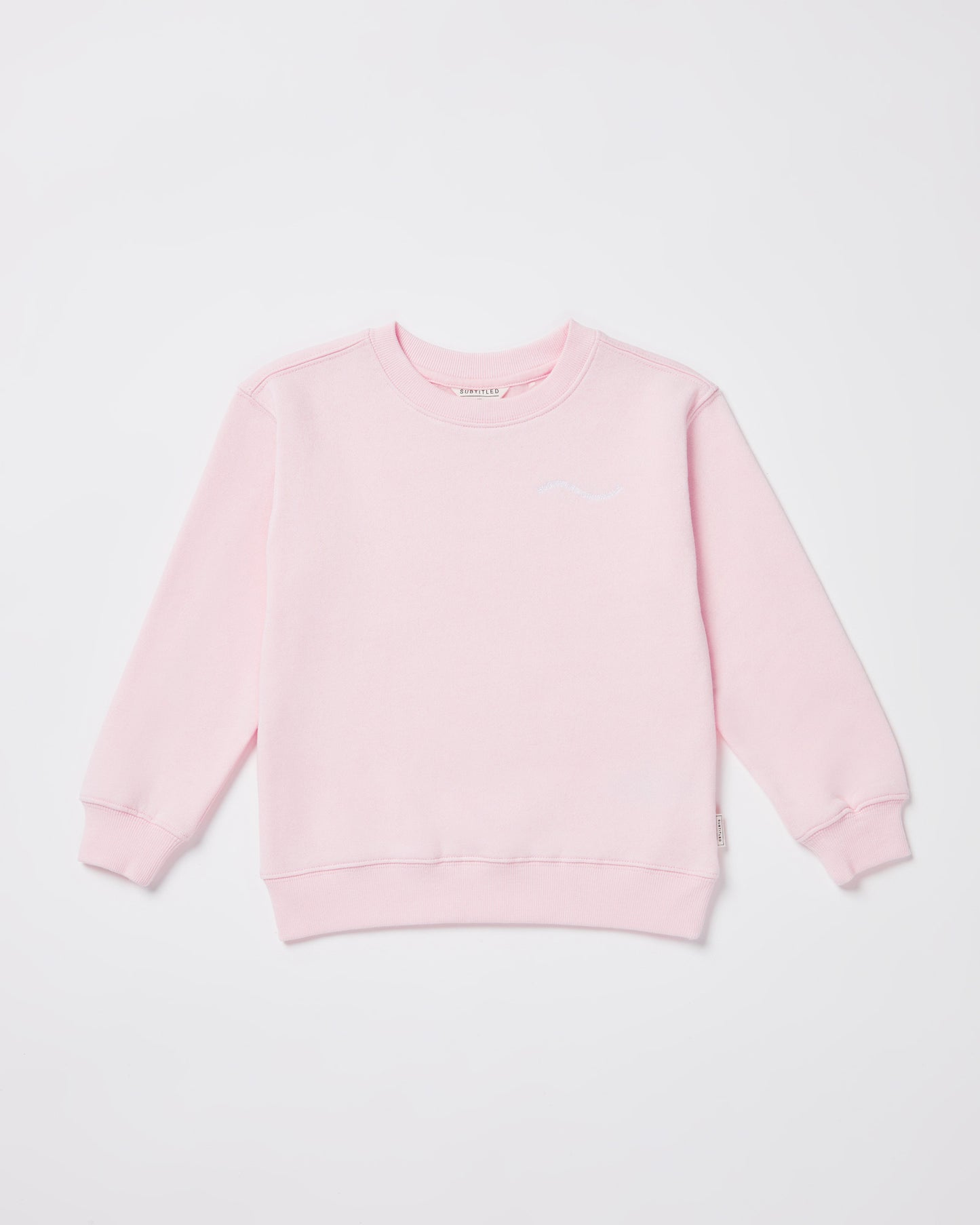 Girls Oversized Wave Origin Fleece Crew Neck Jumper in Ballet Pink